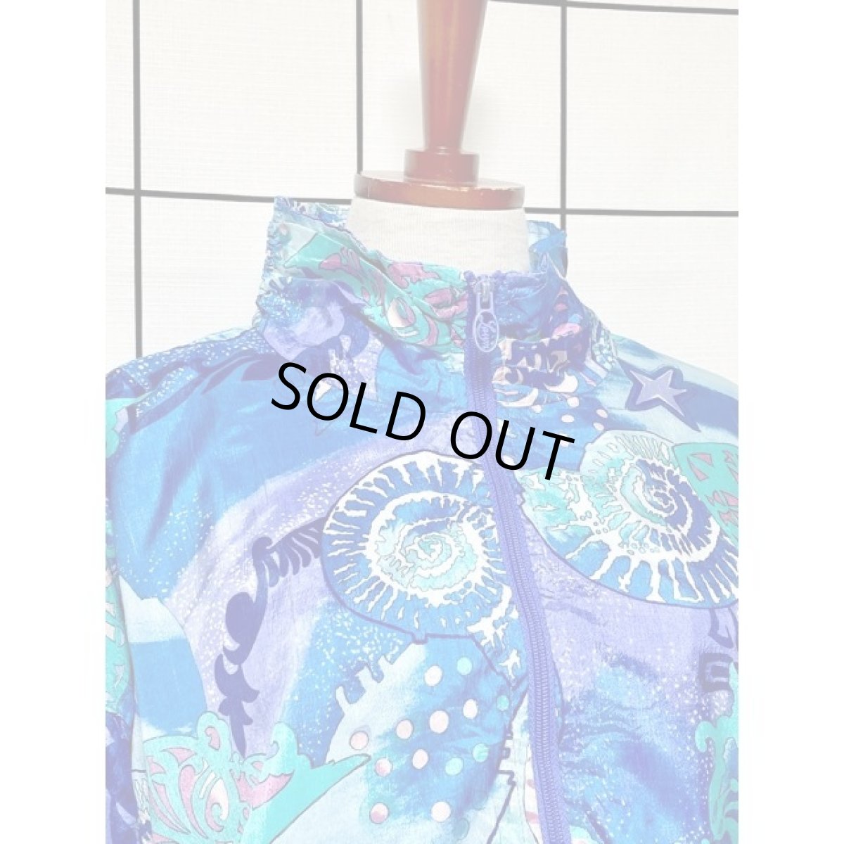 画像5: スター ドット 貝柄 ハイネック オーバーサイズ ジップアップ アメリカ古着 ジャンパー ヴィンテージブルゾンジャケット (5)