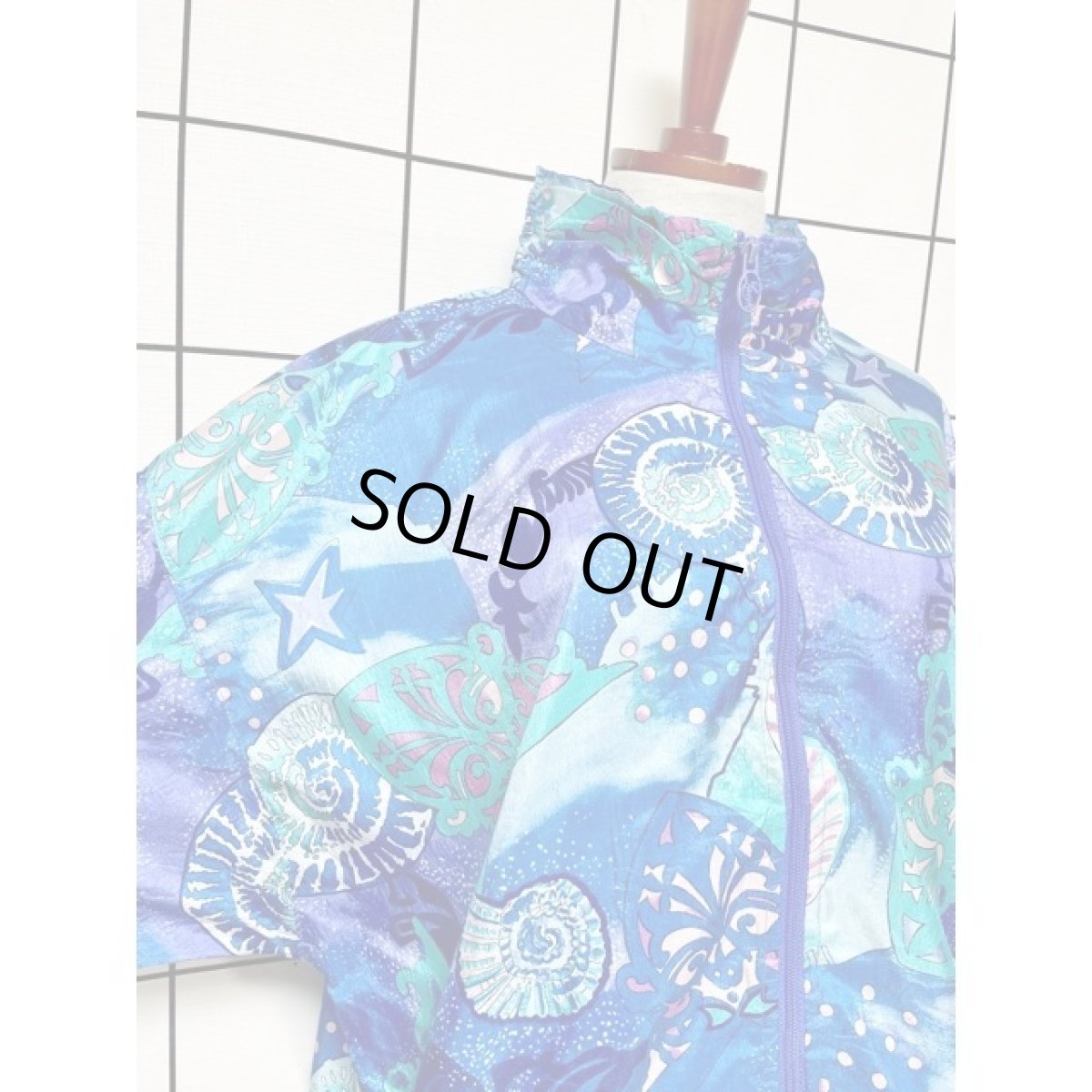 画像7: スター ドット 貝柄 ハイネック オーバーサイズ ジップアップ アメリカ古着 ジャンパー ヴィンテージブルゾンジャケット (7)