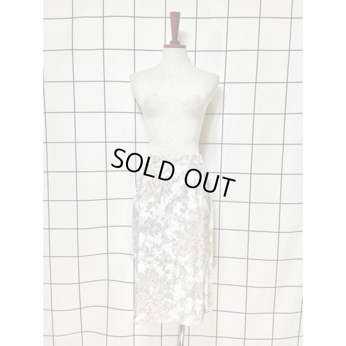 画像4: 花織り模様 ウエストゴム レトロ アメリカ古着 ヴィンテージスカート (4)