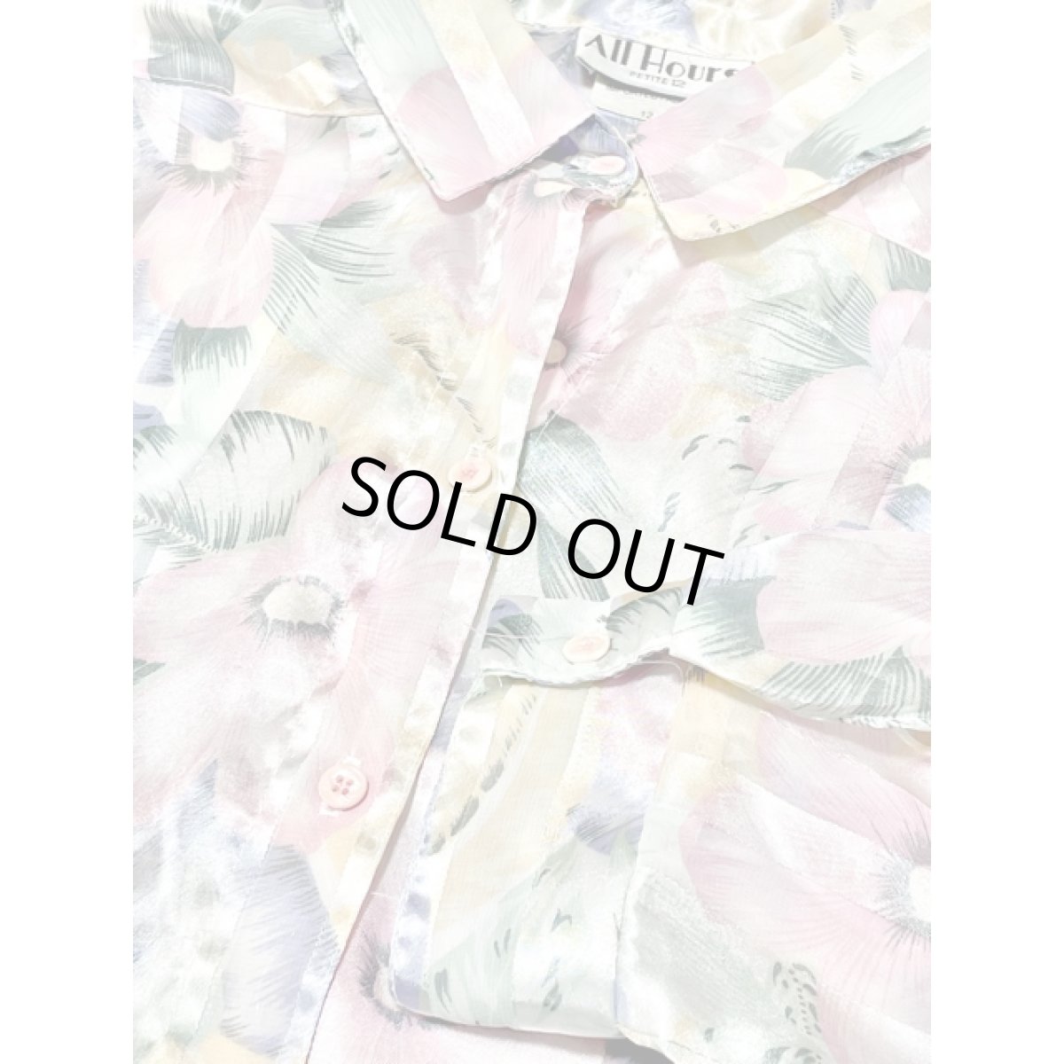 画像8: 花柄 ストライプ レトロ アメリカ古着 長袖 シャツ ヴィンテージブラウス (8)