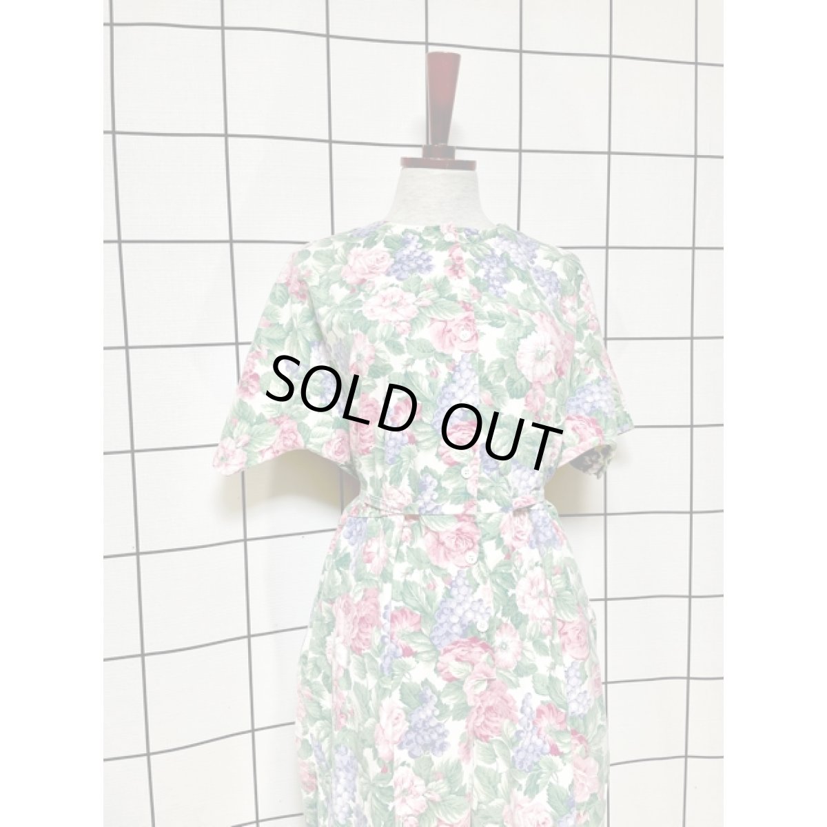 画像4: ボタニカル柄 ウエストリボン レトロ アメリカ古着  ヴィンテージオールインワン (4)