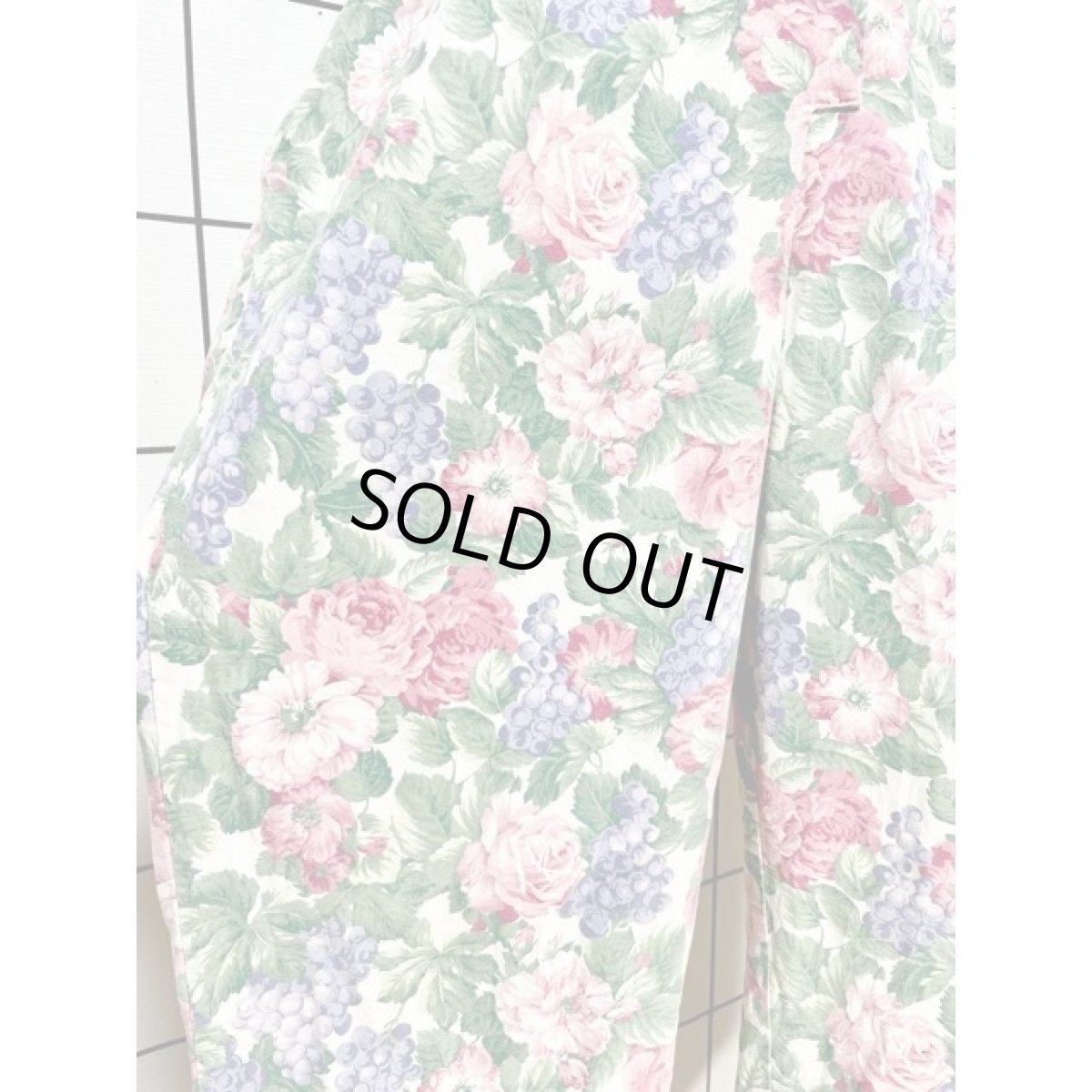 画像10: ボタニカル柄 ウエストリボン レトロ アメリカ古着  ヴィンテージオールインワン (10)