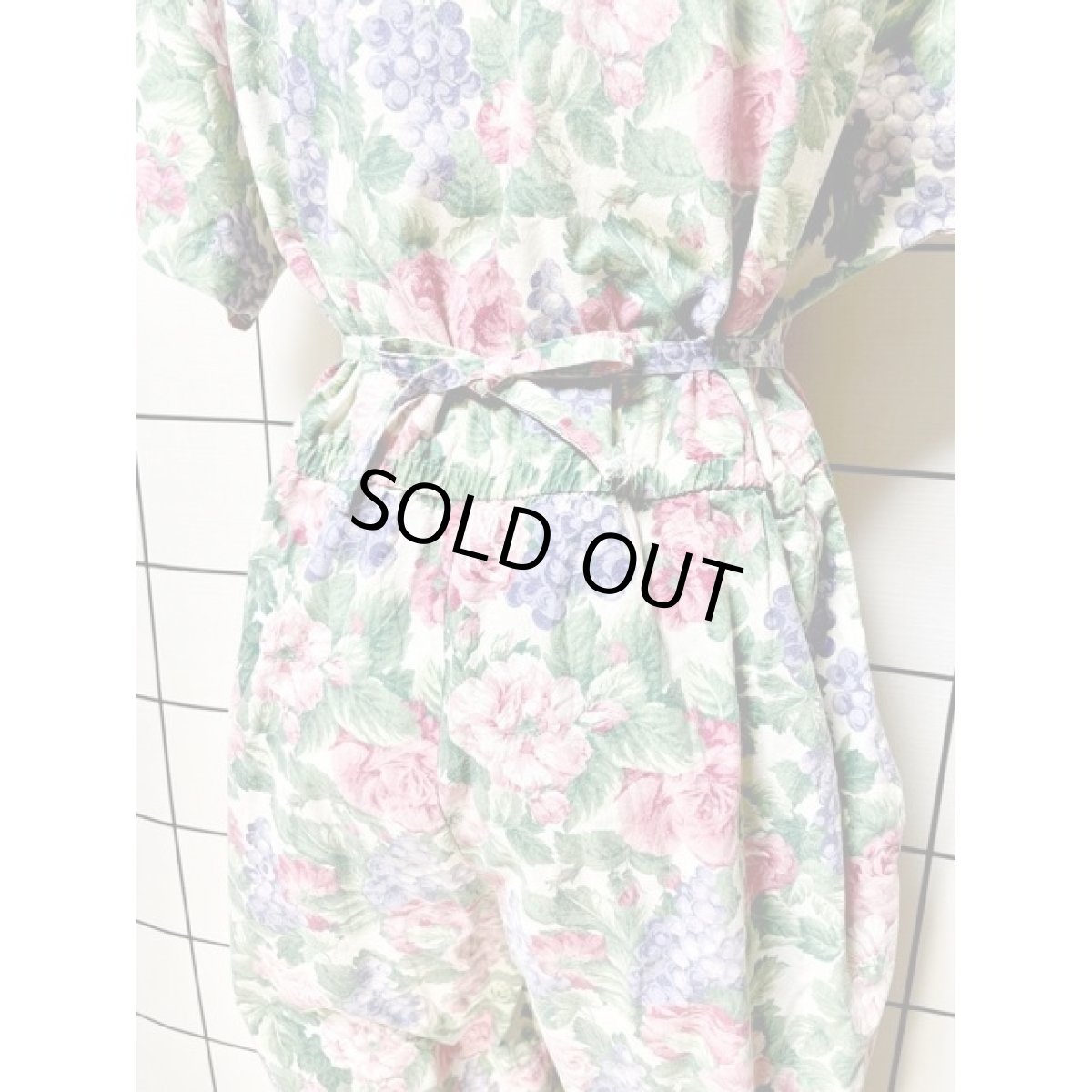 画像3: ボタニカル柄 ウエストリボン レトロ アメリカ古着  ヴィンテージオールインワン (3)