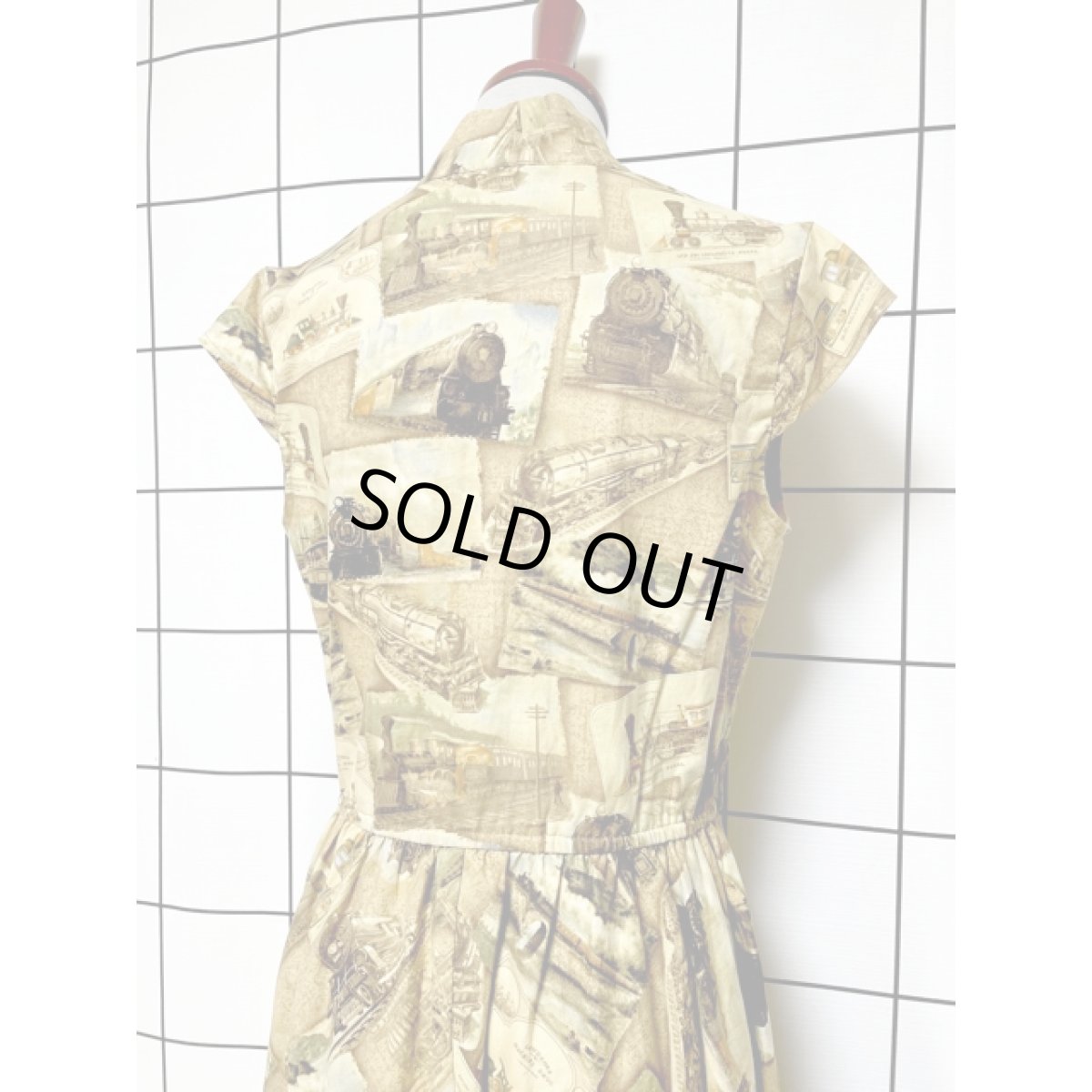 画像4: 機関車 Train レトロ アメリカ古着 ノースリーブ ヴィンテージワンピース (4)