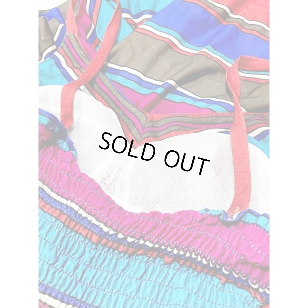 画像12: ストライプ柄 ウエストゴム  重ね着にも便利 レトロ アメリカ古着 キャミワンピース (12)