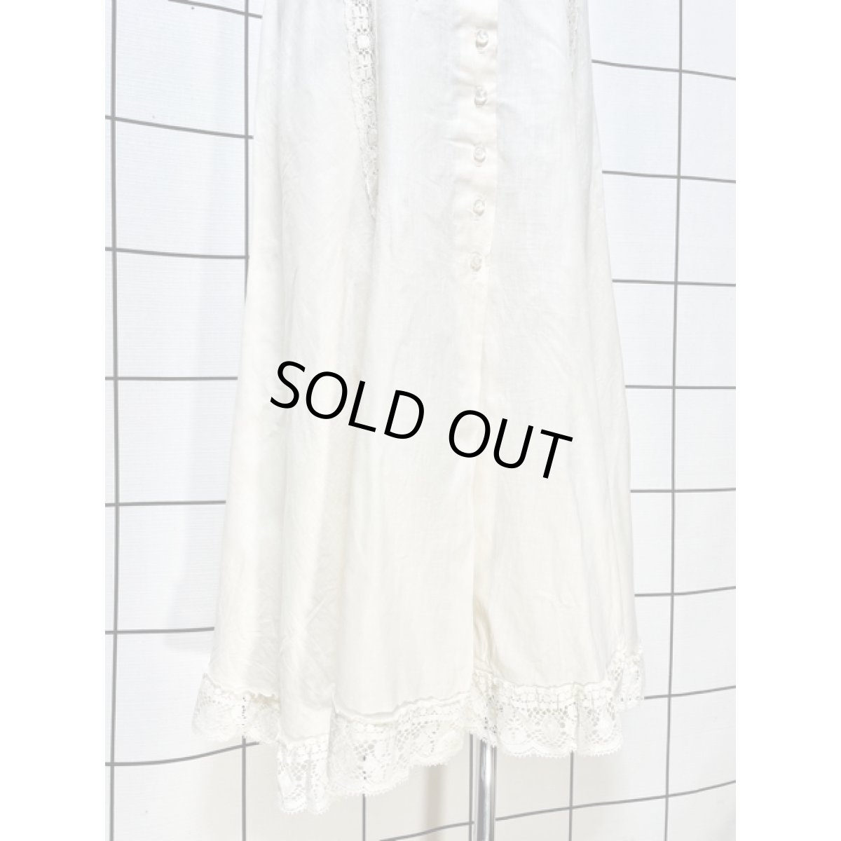 画像3: アイボリー 前開き レース ガーリー UNIONMADE レトロ アメリカ古着 ヴィンテージスカート (3)