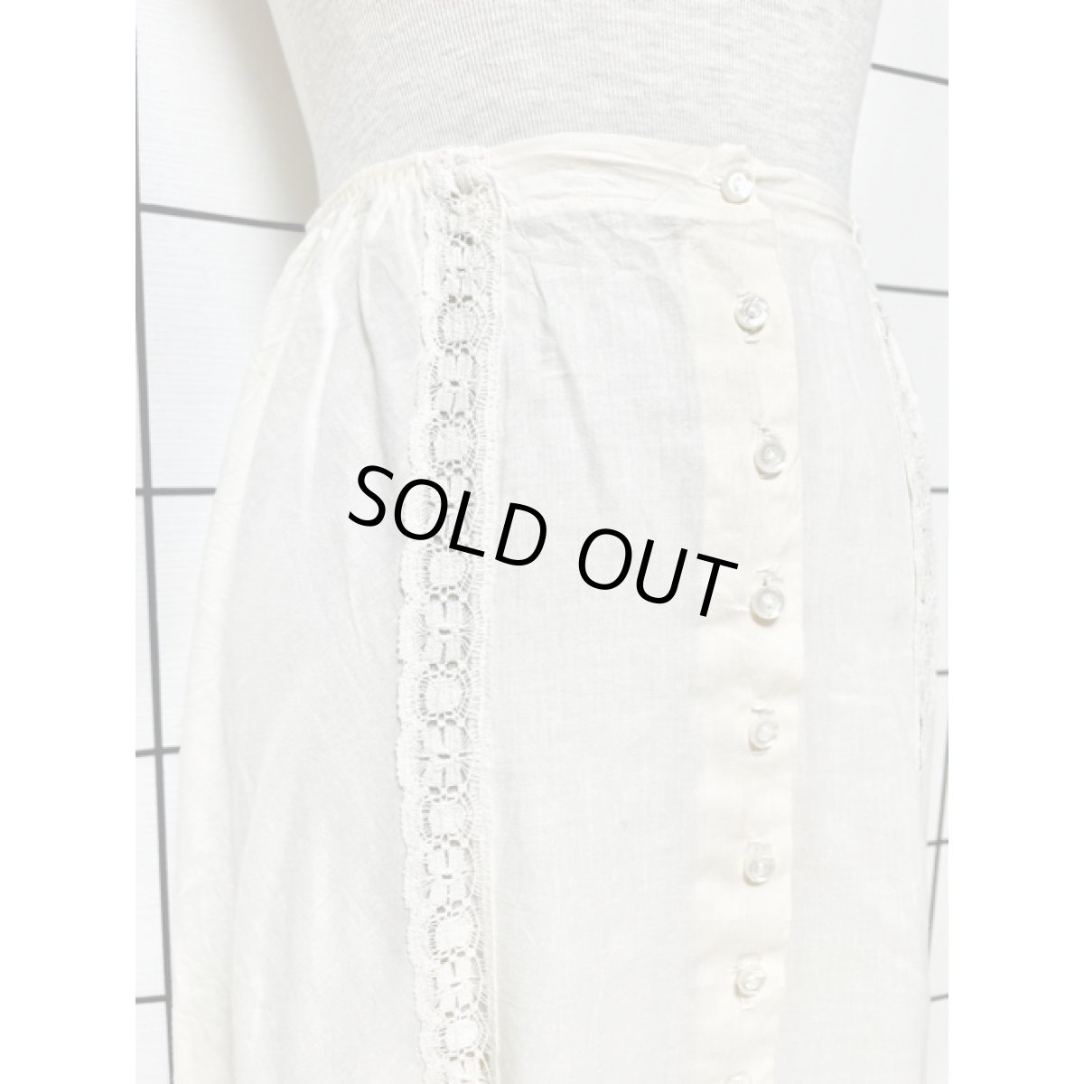 画像2: アイボリー 前開き レース ガーリー UNIONMADE レトロ アメリカ古着 ヴィンテージスカート (2)