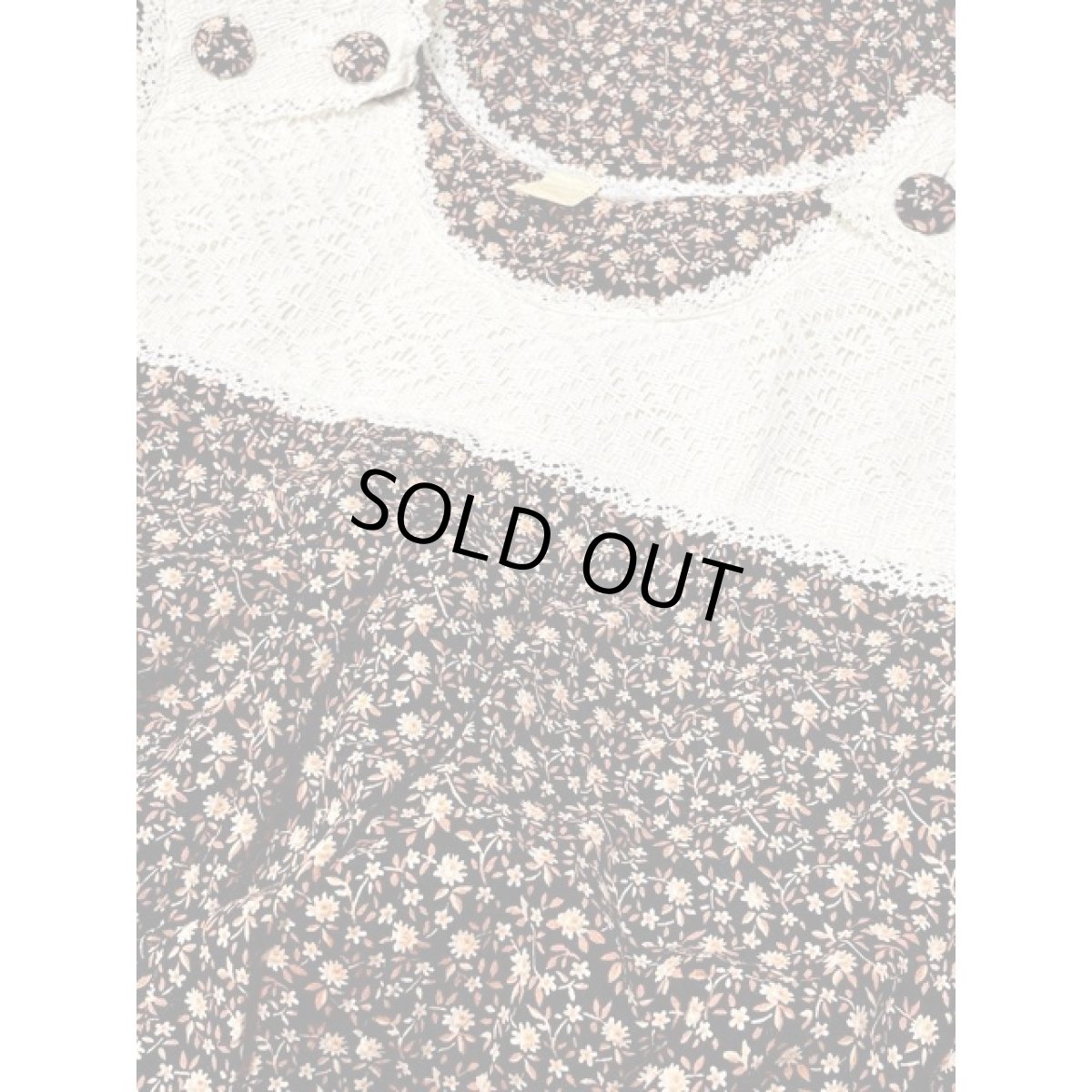 画像12: 小花柄 レース ウエストゴム ガーリー レトロ ノースリーブ アメリカ古着 ヴィンテージワンピース (12)