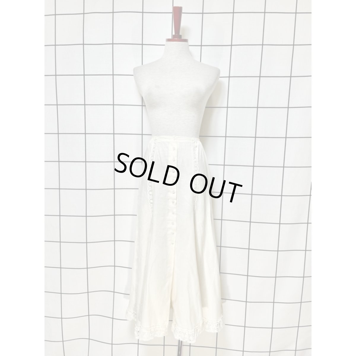 画像4: アイボリー 前開き レース ガーリー UNIONMADE レトロ アメリカ古着 ヴィンテージスカート (4)