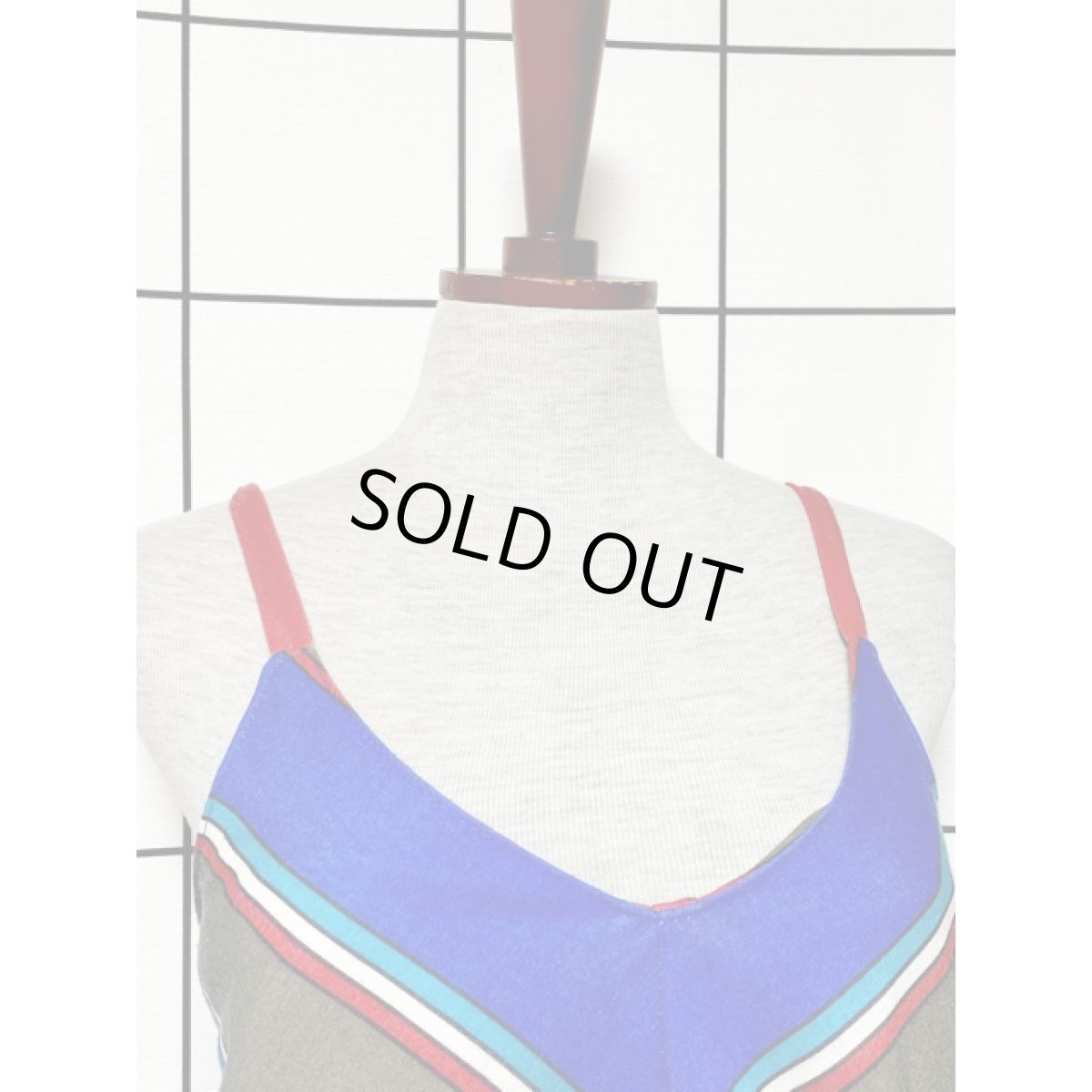 画像6: ストライプ柄 ウエストゴム  重ね着にも便利 レトロ アメリカ古着 キャミワンピース (6)