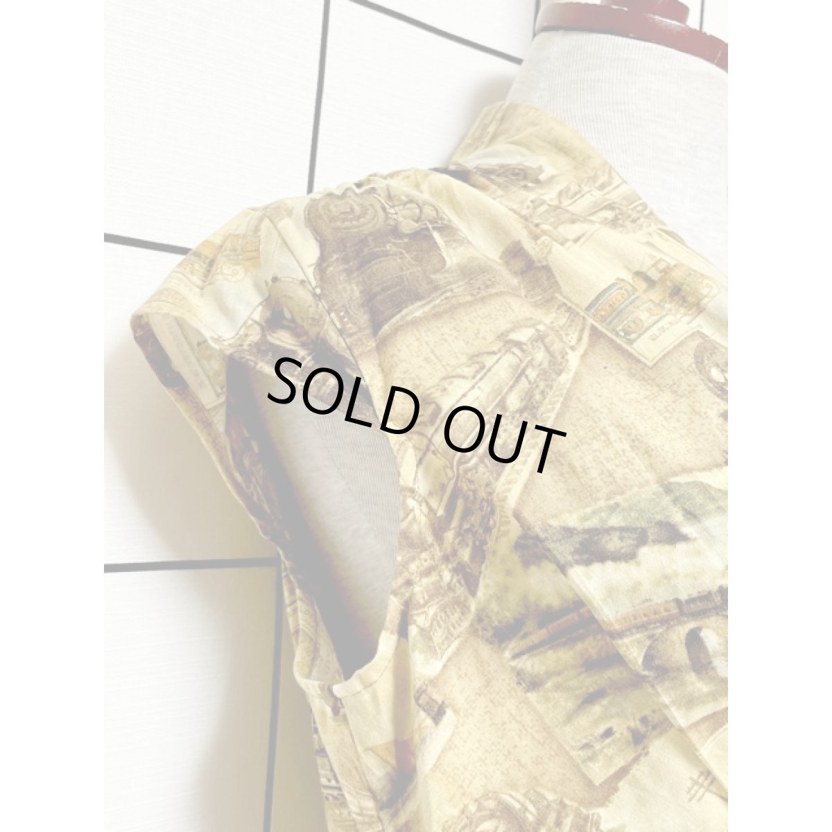 画像7: 機関車 Train レトロ アメリカ古着 ノースリーブ ヴィンテージワンピース (7)