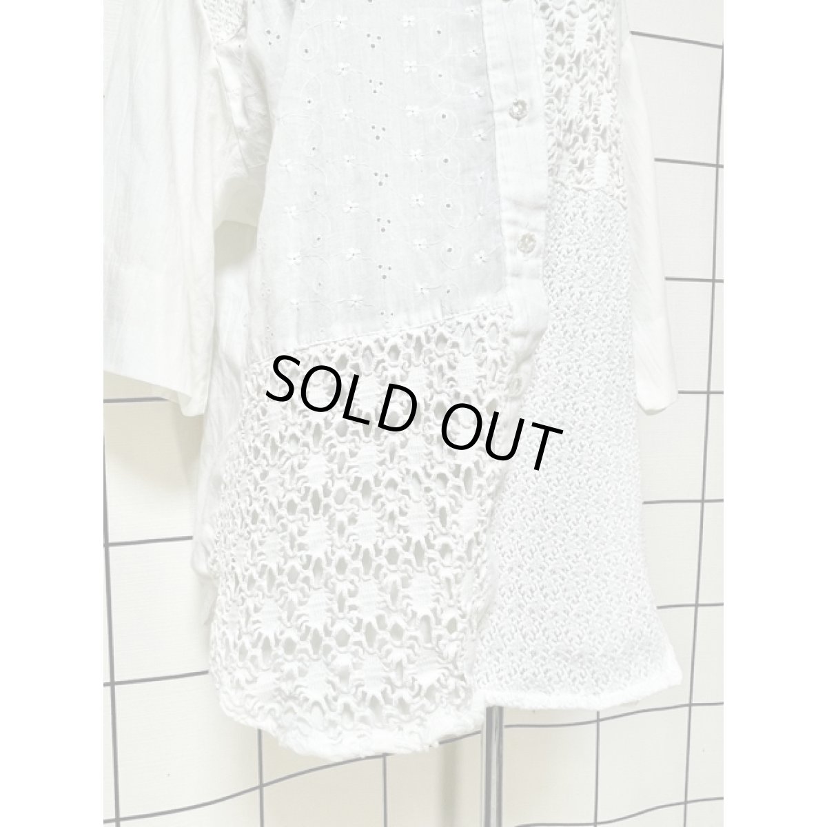 画像7: マルチデザイン アシンメトリー レトロ アメリカ古着 ヴィンテージホワイトブラウス (7)