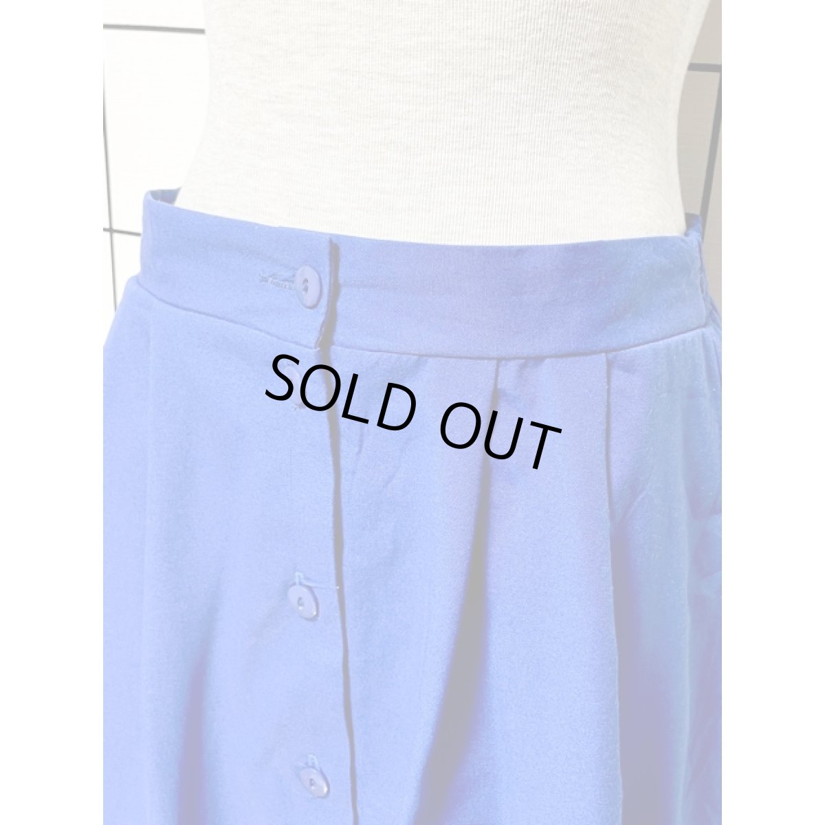 画像6: CANADA製 ブルー 無地 ウエストゴム 前開き レトロ古着 ヴィンテージスカート (6)