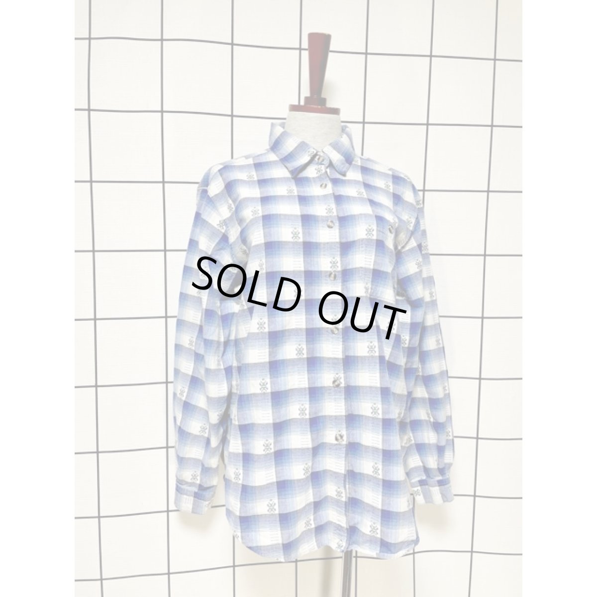 画像3: チェック アメリカ古着 シャツ 長袖 レトロ ヴィンテージブラウス (3)