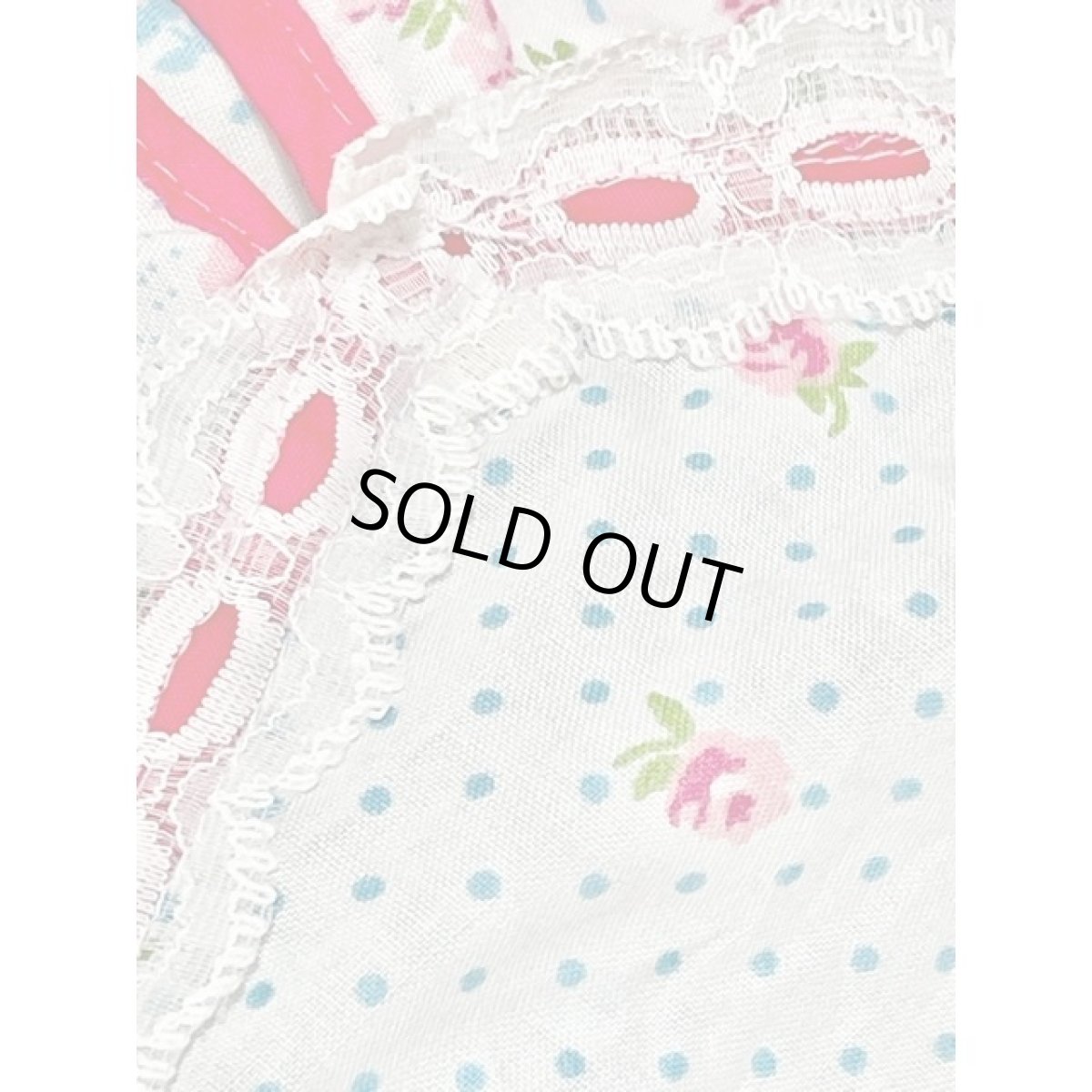 画像12: 花柄 ドット レース リボン レトロ 長袖 ヨーロッパ古着 ヴィンテージロングワンピース (12)