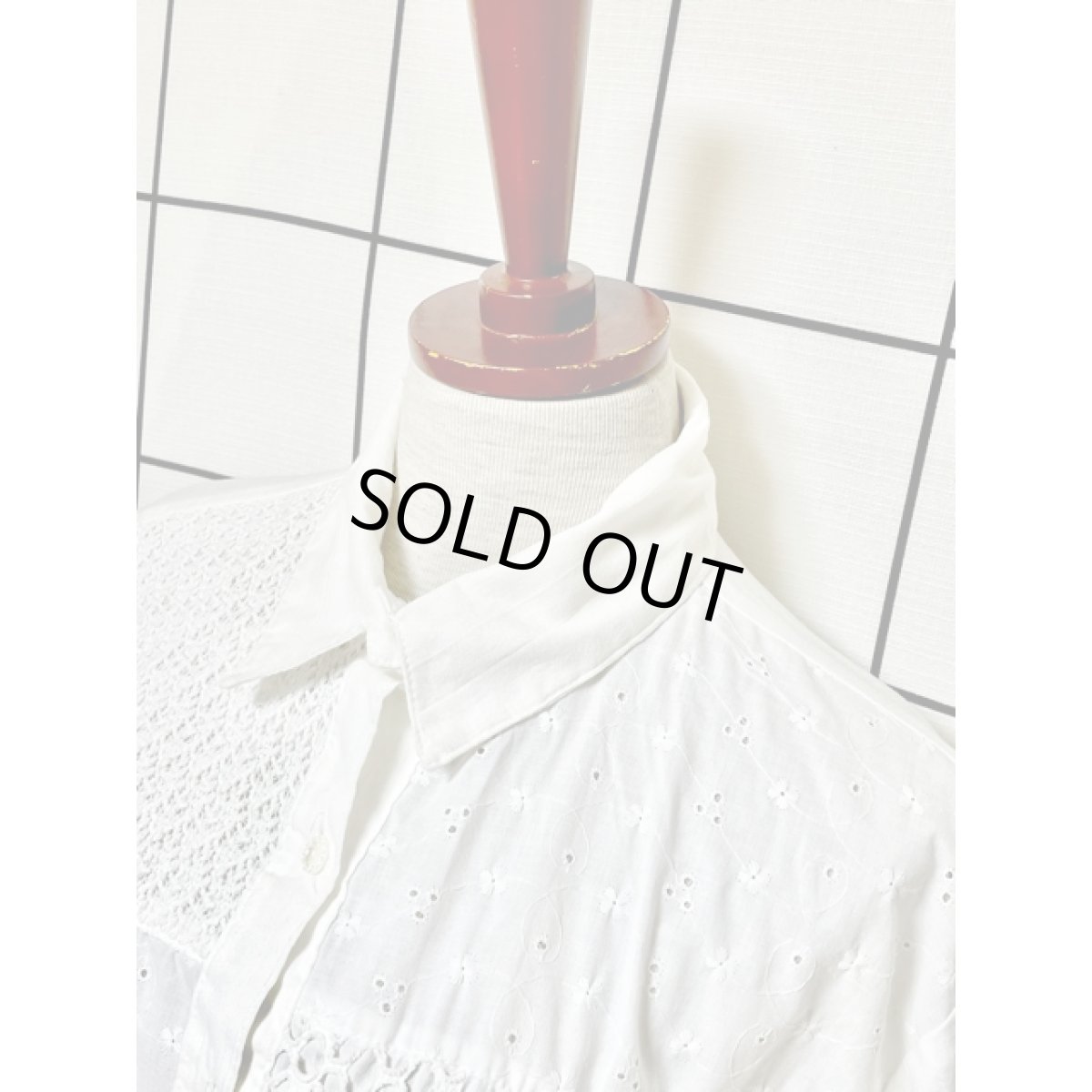 画像4: マルチデザイン アシンメトリー レトロ アメリカ古着 ヴィンテージホワイトブラウス (4)