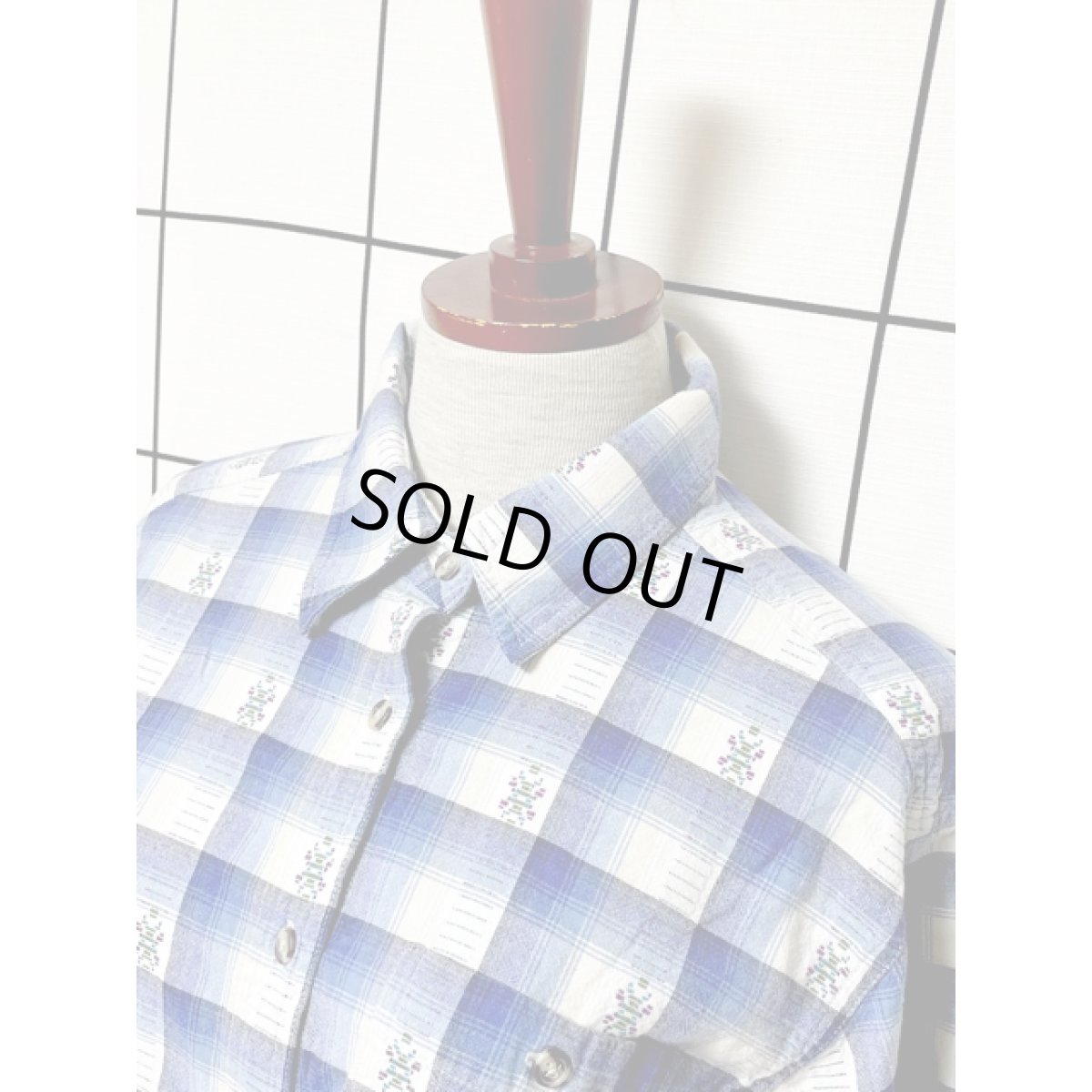 画像4: チェック アメリカ古着 シャツ 長袖 レトロ ヴィンテージブラウス (4)