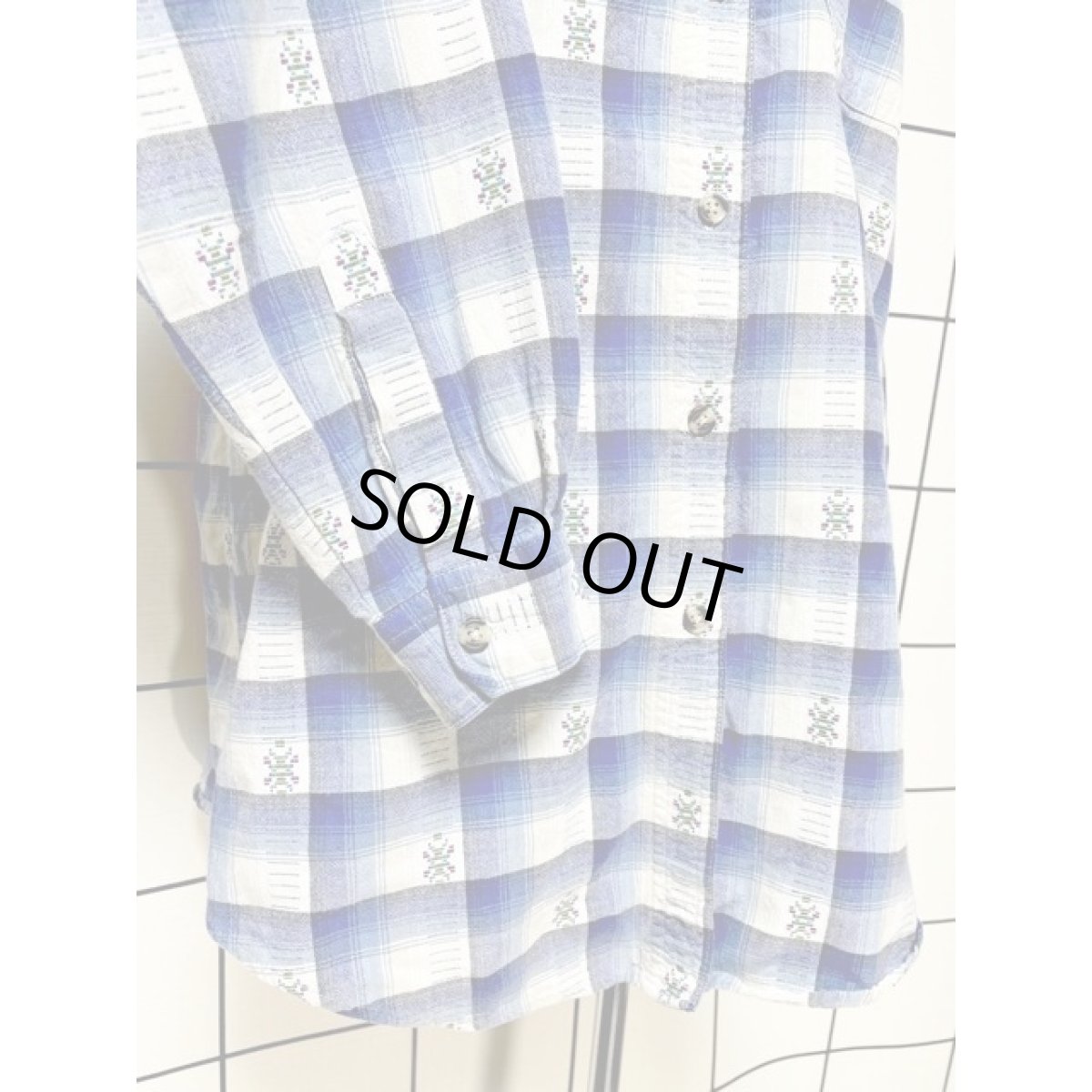 画像7: チェック アメリカ古着 シャツ 長袖 レトロ ヴィンテージブラウス (7)