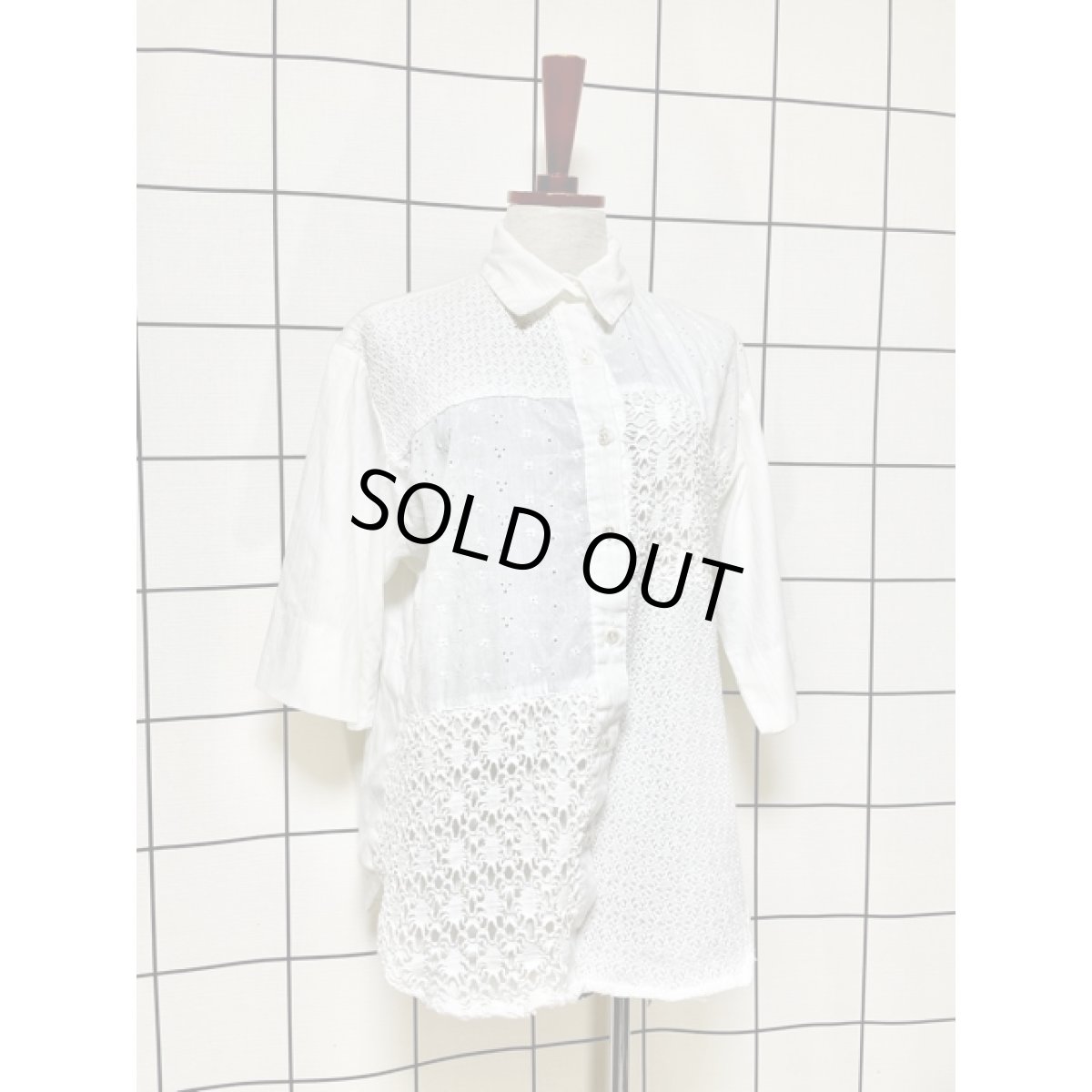 画像3: マルチデザイン アシンメトリー レトロ アメリカ古着 ヴィンテージホワイトブラウス (3)