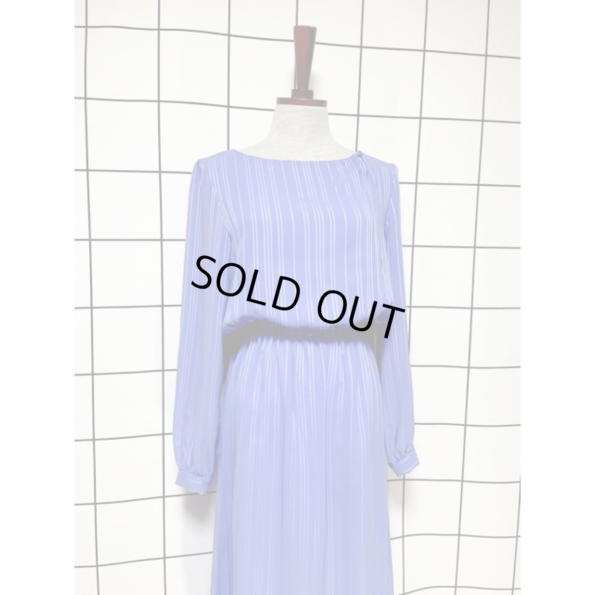 画像3: ストライプ ウエストゴム レトロ アメリカ古着 ヴィンテージワンピース (3)