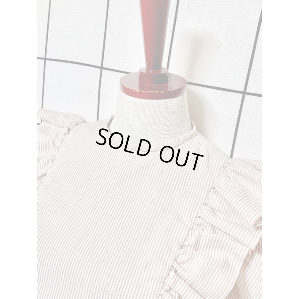 画像4: フリル ストライプ ラメ パフスリーブ アメリカ古着 レトロ シャツ ヴィンテージブラウス (4)