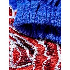 画像16: 花刺繍 袖にも刺繍 ブルー ウエストリボン フォークロア レトロ ヴィンテージワンピース (16)