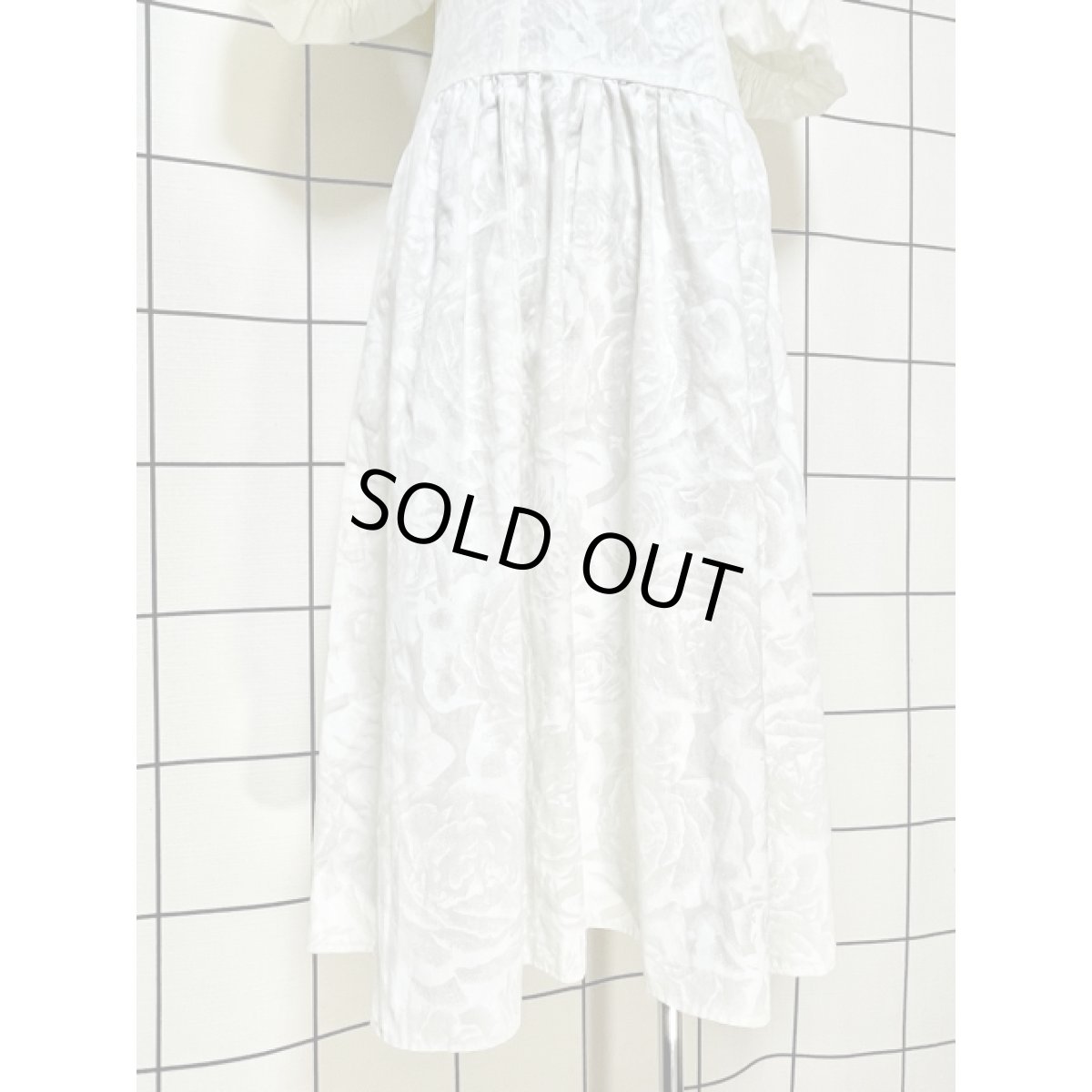 画像9: レース襟 花柄 ホワイト パフスリーブ クラシカル ガーリー レトロ アメリカ古着 ヴィンテージワンピース (9)