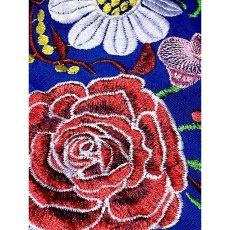 画像13: 花刺繍 袖にも刺繍 ブルー ウエストリボン フォークロア レトロ ヴィンテージワンピース (13)