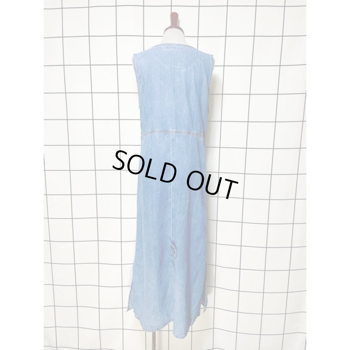 画像3: デニム 刺繍 古着 ノースリーブ レトロ ヴィンテージワンピース (3)