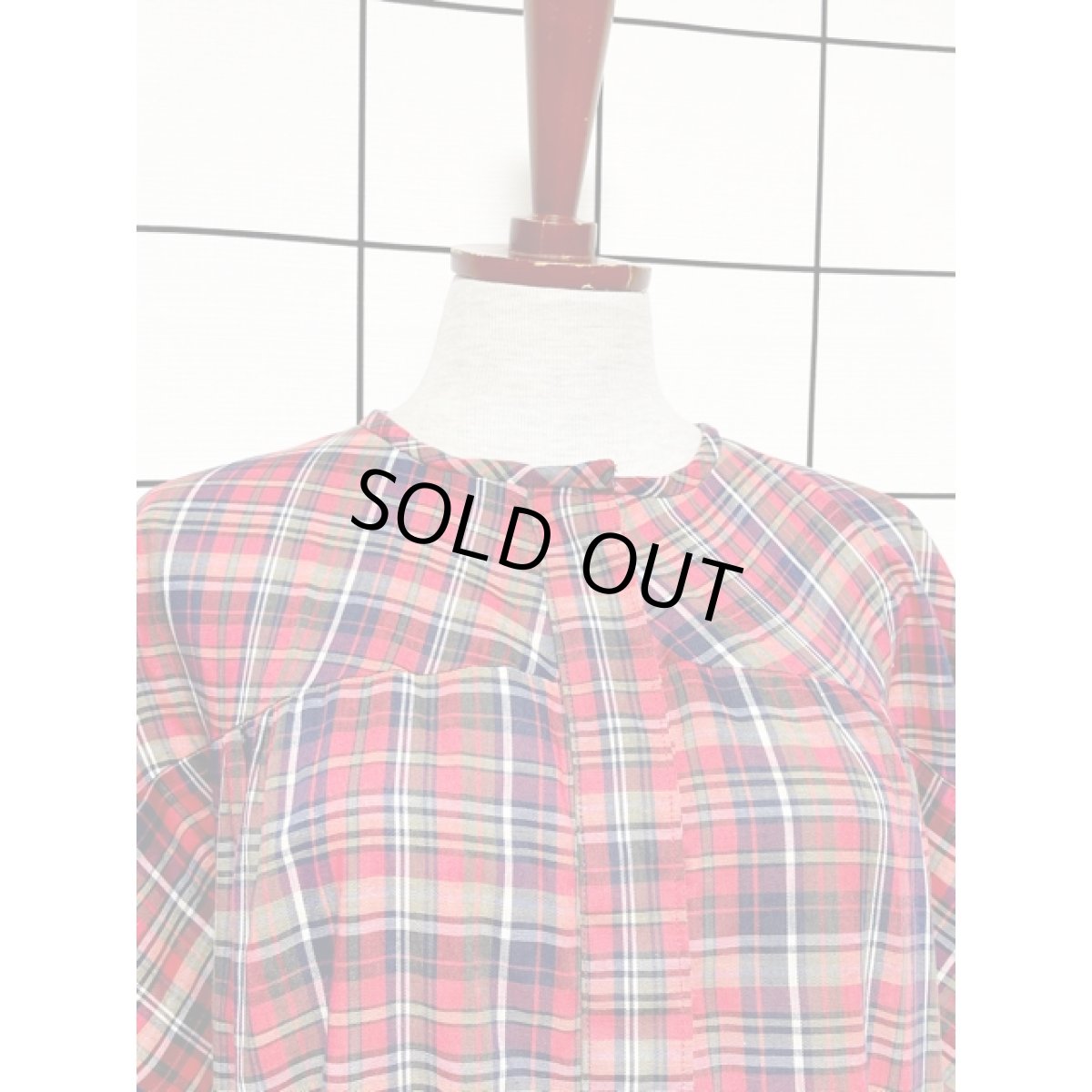 画像6: チェック柄 ウエストゴム ドルマン レトロ アメリカ古着 ヴィンテージワンピース  (6)