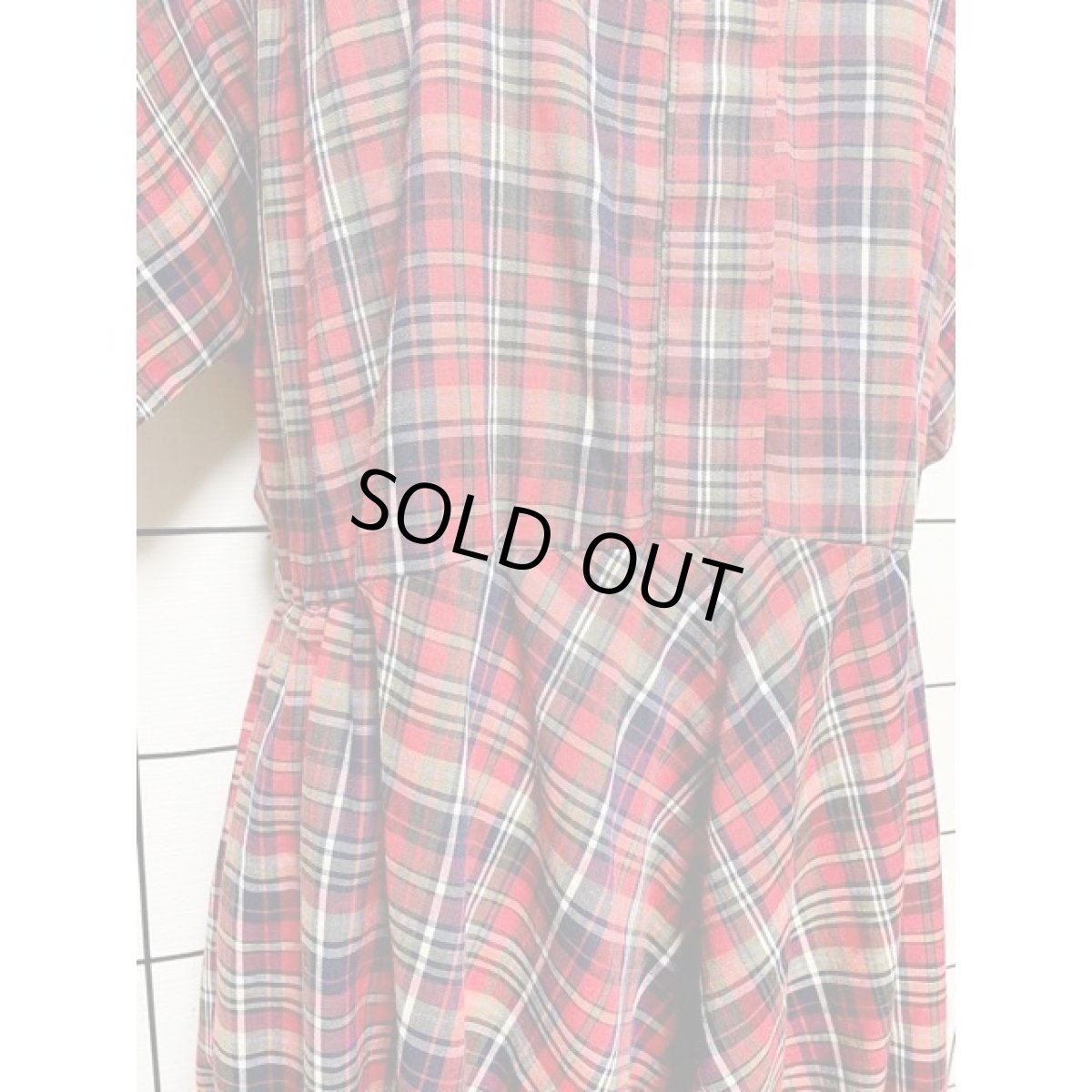 画像8: チェック柄 ウエストゴム ドルマン レトロ アメリカ古着 ヴィンテージワンピース  (8)