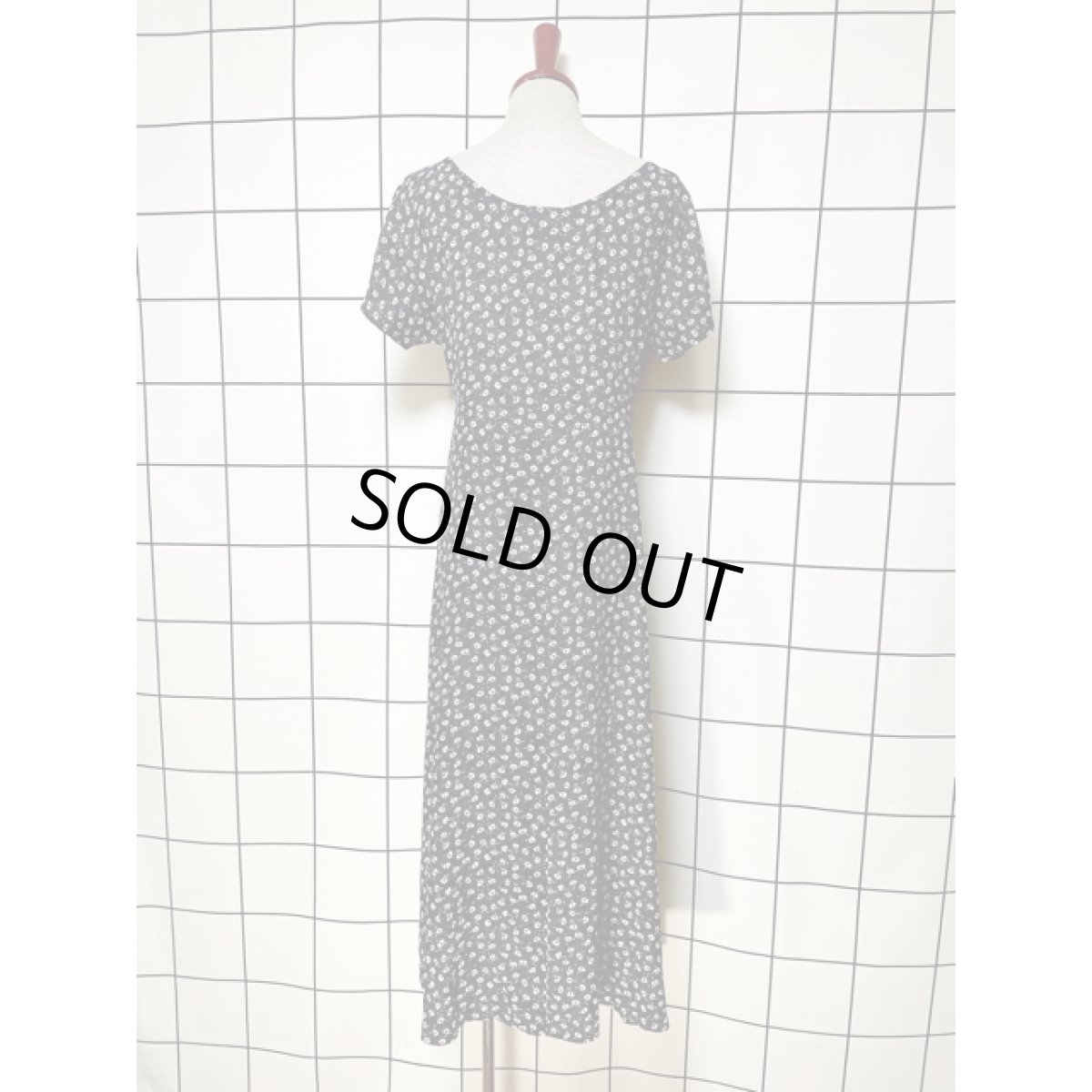 画像2: 花柄 ピンドット カットワークレース アメリカ古着 ヴィンテージロングワンピース (2)