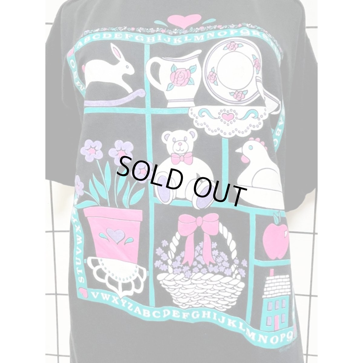 画像7: インテリア模様 ハート ブラック ガーリー レトロ アメリカ古着 ヴィンテージ Tシャツ (7)