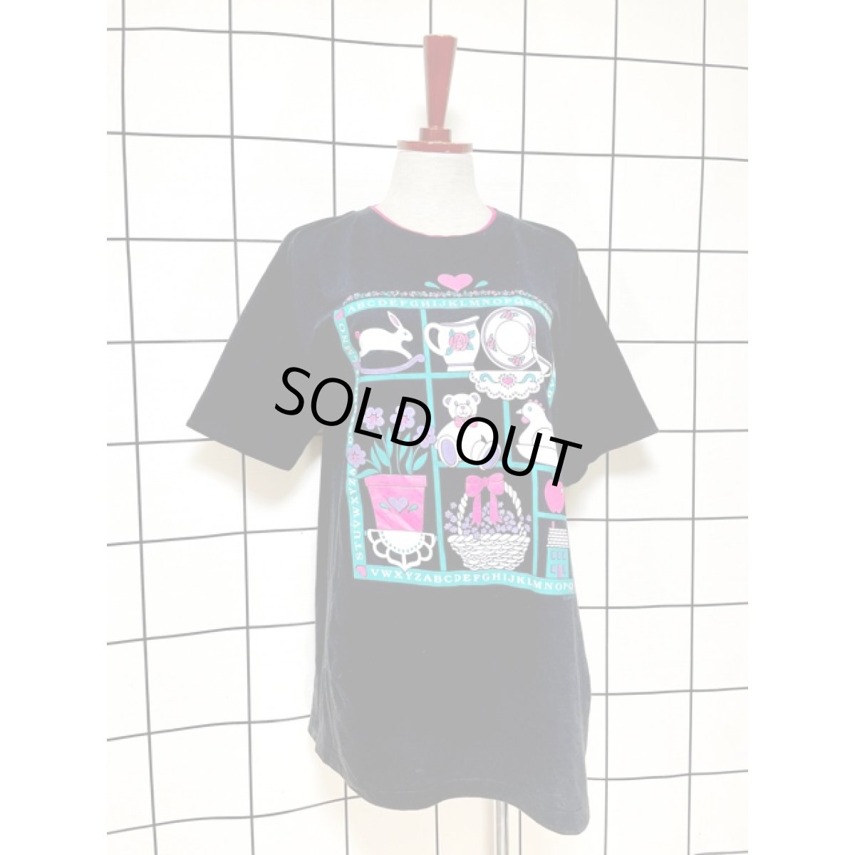 画像3: インテリア模様 ハート ブラック ガーリー レトロ アメリカ古着 ヴィンテージ Tシャツ (3)