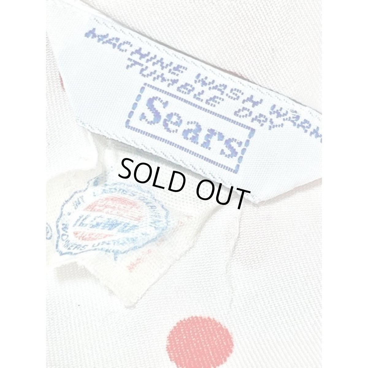 画像10: ドット リボンタイ UNIONMADE ホワイト レッド レトロ シャツ ヴィンテージブラウス (10)