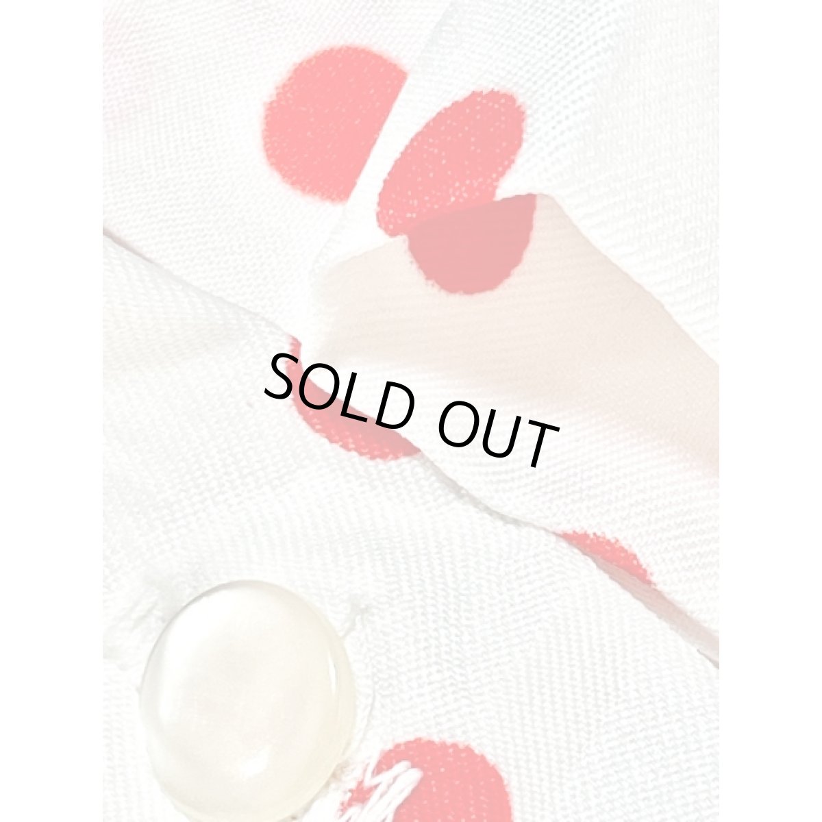 画像9: ドット リボンタイ UNIONMADE ホワイト レッド レトロ シャツ ヴィンテージブラウス (9)