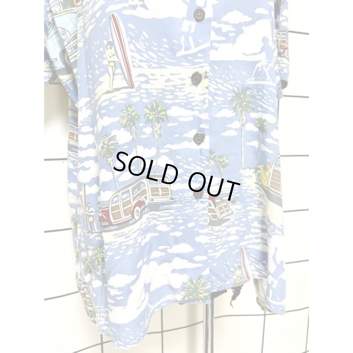 画像7: 車柄 サーフィン レトロ アメリカ古着 シャツ ヴィンテージブラウス (7)