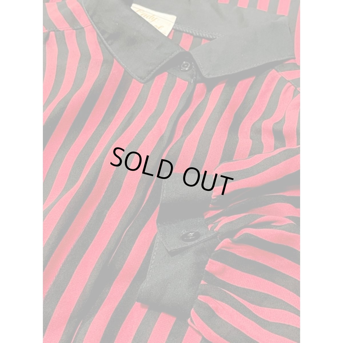 画像10: ストライプ リボン紐ベルト ウエストゴム レトロ アメリカ古着 ヴィンテージワンピース (10)