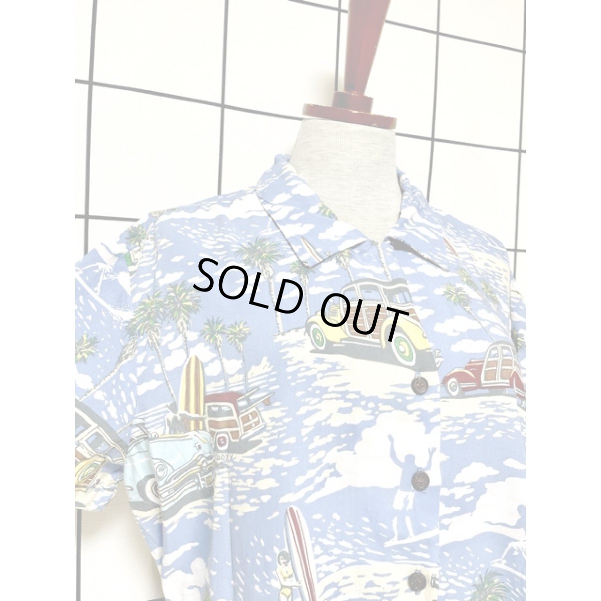 画像6: 車柄 サーフィン レトロ アメリカ古着 シャツ ヴィンテージブラウス (6)