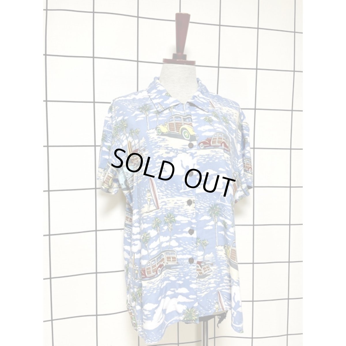画像3: 車柄 サーフィン レトロ アメリカ古着 シャツ ヴィンテージブラウス (3)
