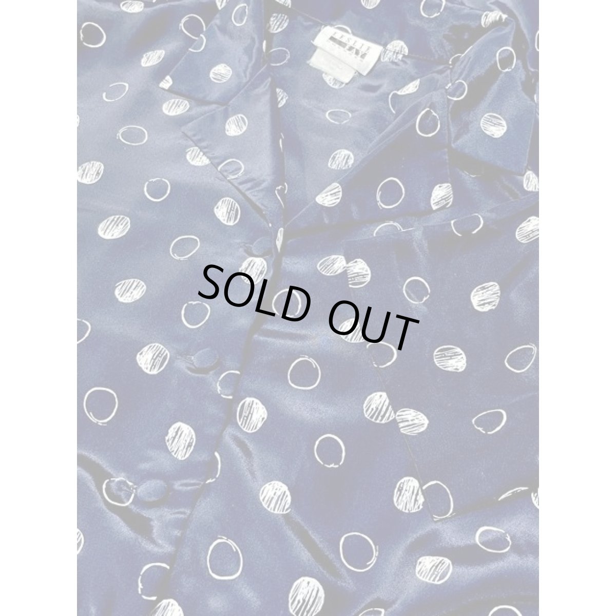 画像10: サークル柄 ドット ネイビー プリーツ切り替え ウエストゴム Guatemala レトロ 古着 ヴィンテージワンピース (10)