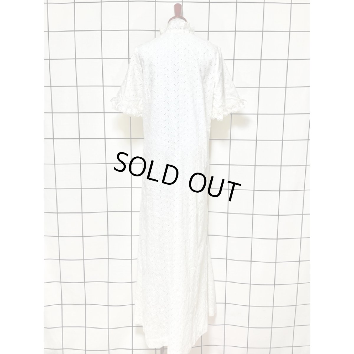 画像2: ホワイトレース  フリル I.magnin UNIONMADE クラシカル レトロ アメリカ古着 ヴィンテージロングドレス (2)