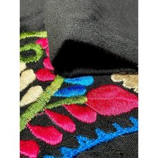 画像11: メキシカンお花刺繍 ブラック カラフルステッチ フォークロア レトロ アメリカ古着 ヴィンテージ刺繍トップス (11)