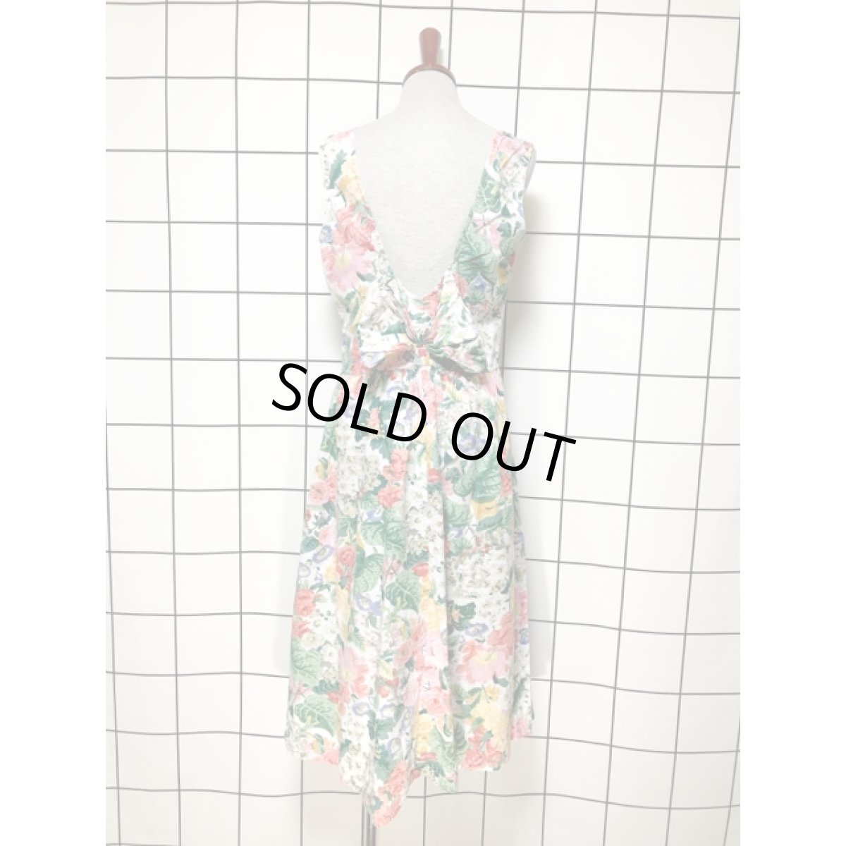 画像3: 総花柄 バックウエストリボン レトロ アメリカ古着 ヴィンテージワンピース (3)