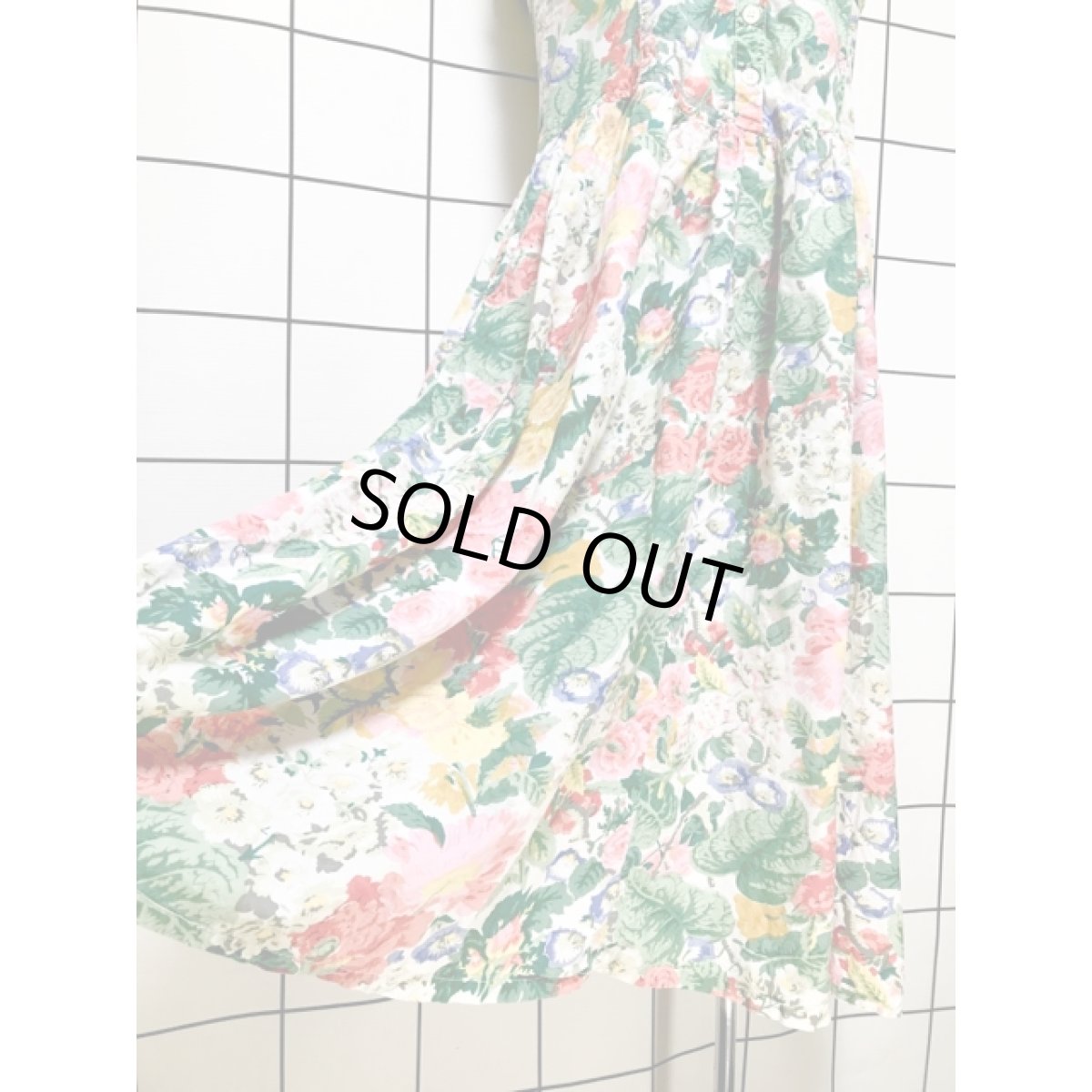 画像11: 総花柄 バックウエストリボン レトロ アメリカ古着 ヴィンテージワンピース (11)