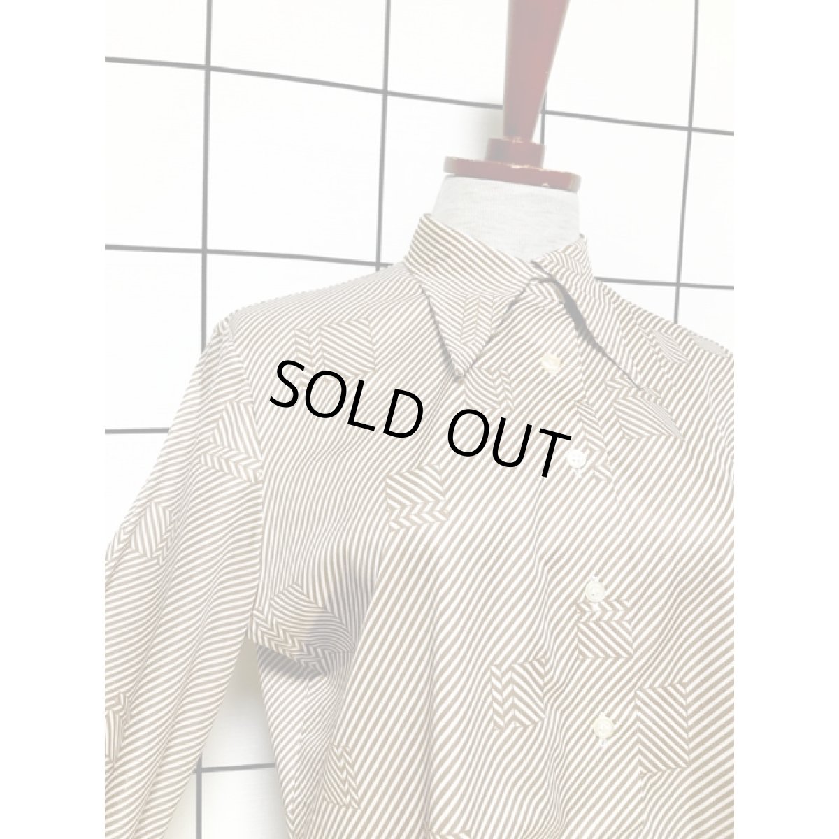 画像6: フランス製 ストライプ スクエア レトロ ヨーロッパ古着 ヴィンテージブラウス (6)