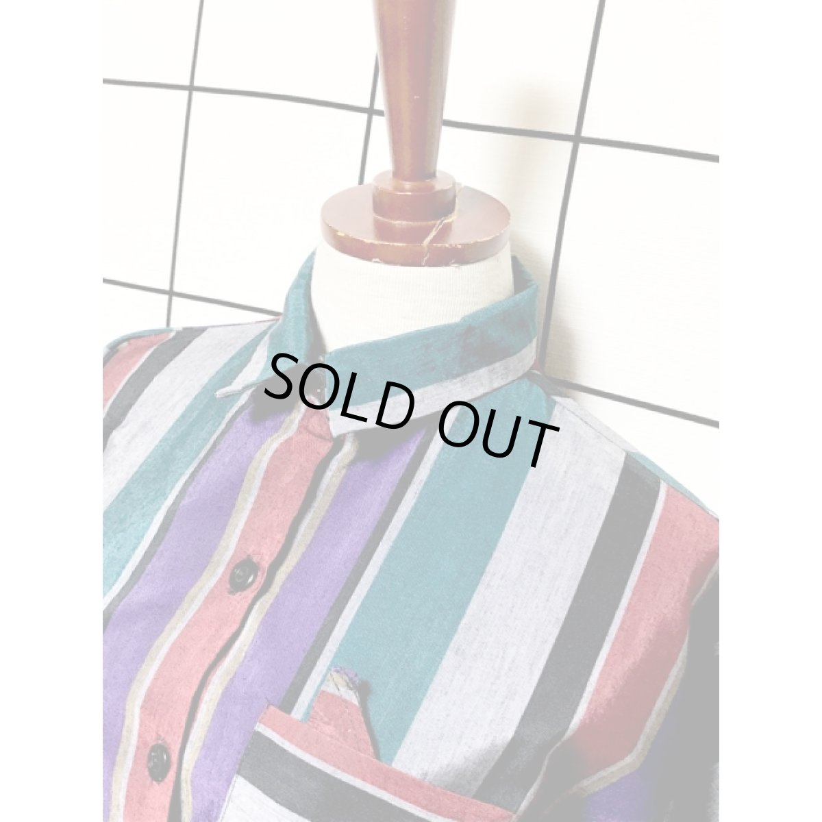 画像4: ストライプ 前開き レトロ アメリカ古着 ヴィンテージシャツワンピース (4)