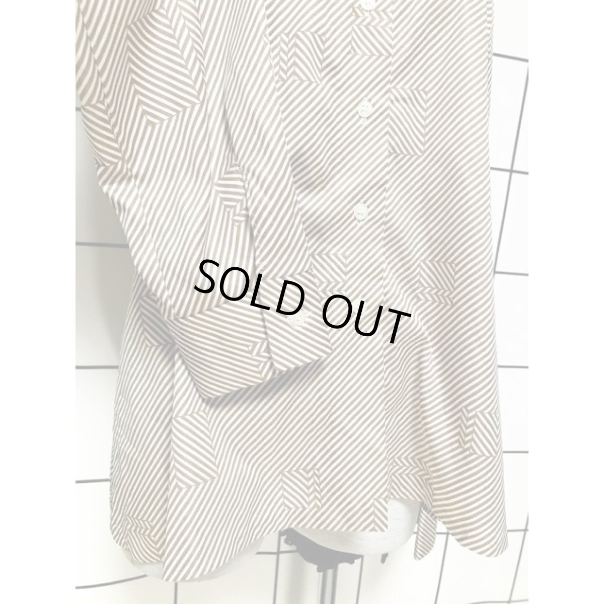 画像7: フランス製 ストライプ スクエア レトロ ヨーロッパ古着 ヴィンテージブラウス (7)