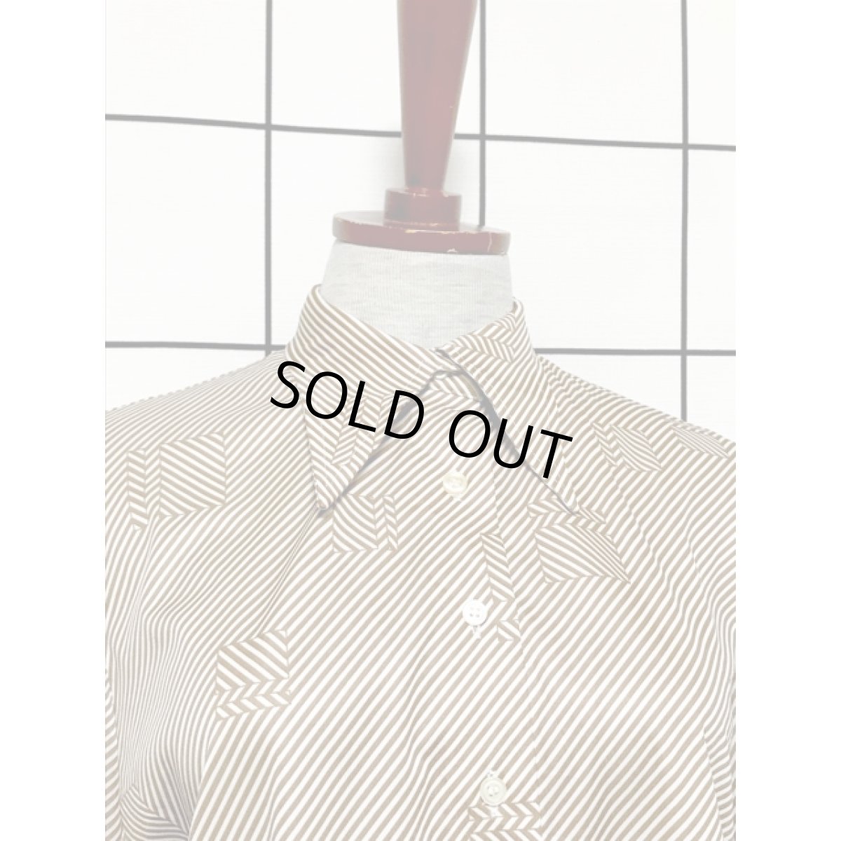 画像5: フランス製 ストライプ スクエア レトロ ヨーロッパ古着 ヴィンテージブラウス (5)