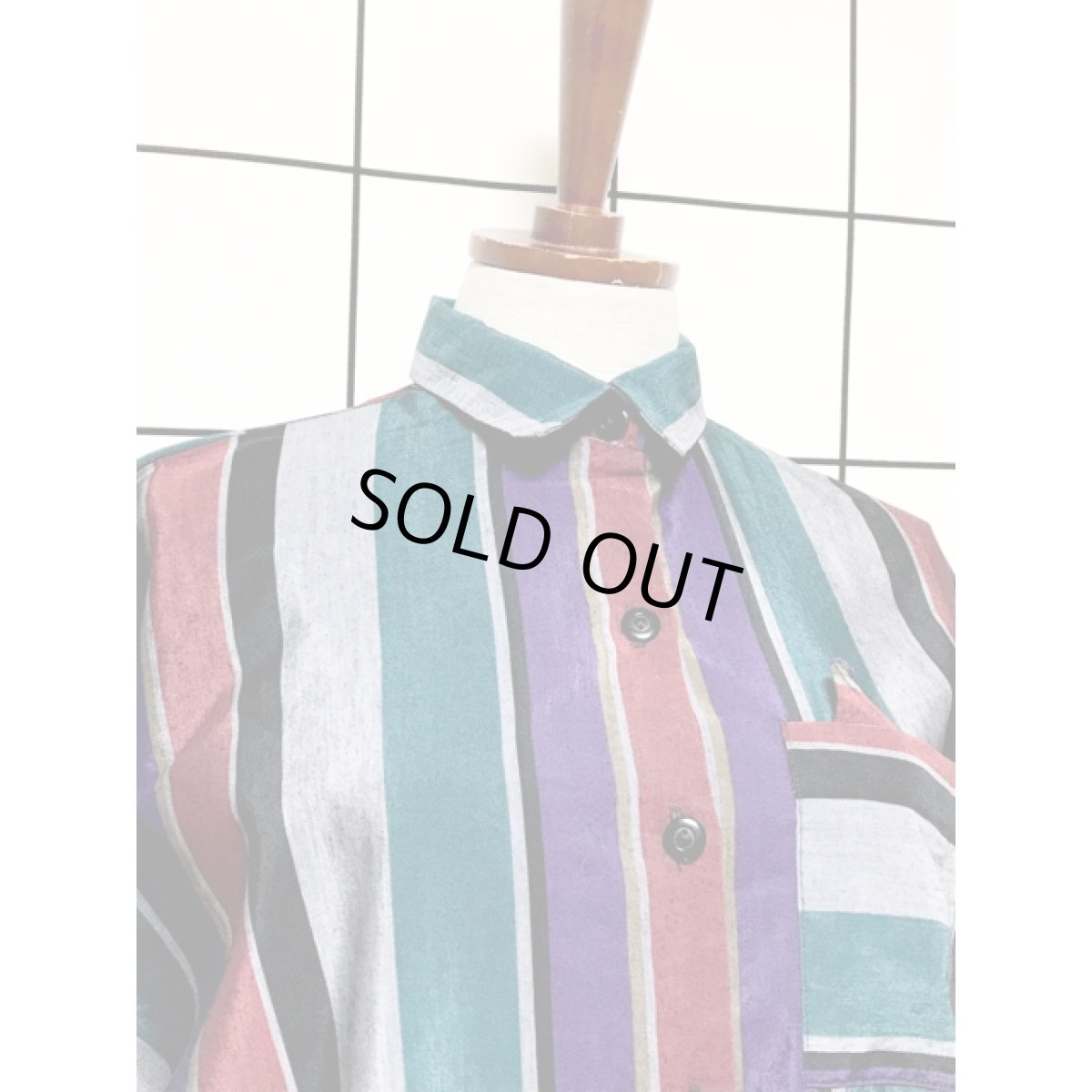 画像5: ストライプ 前開き レトロ アメリカ古着 ヴィンテージシャツワンピース (5)